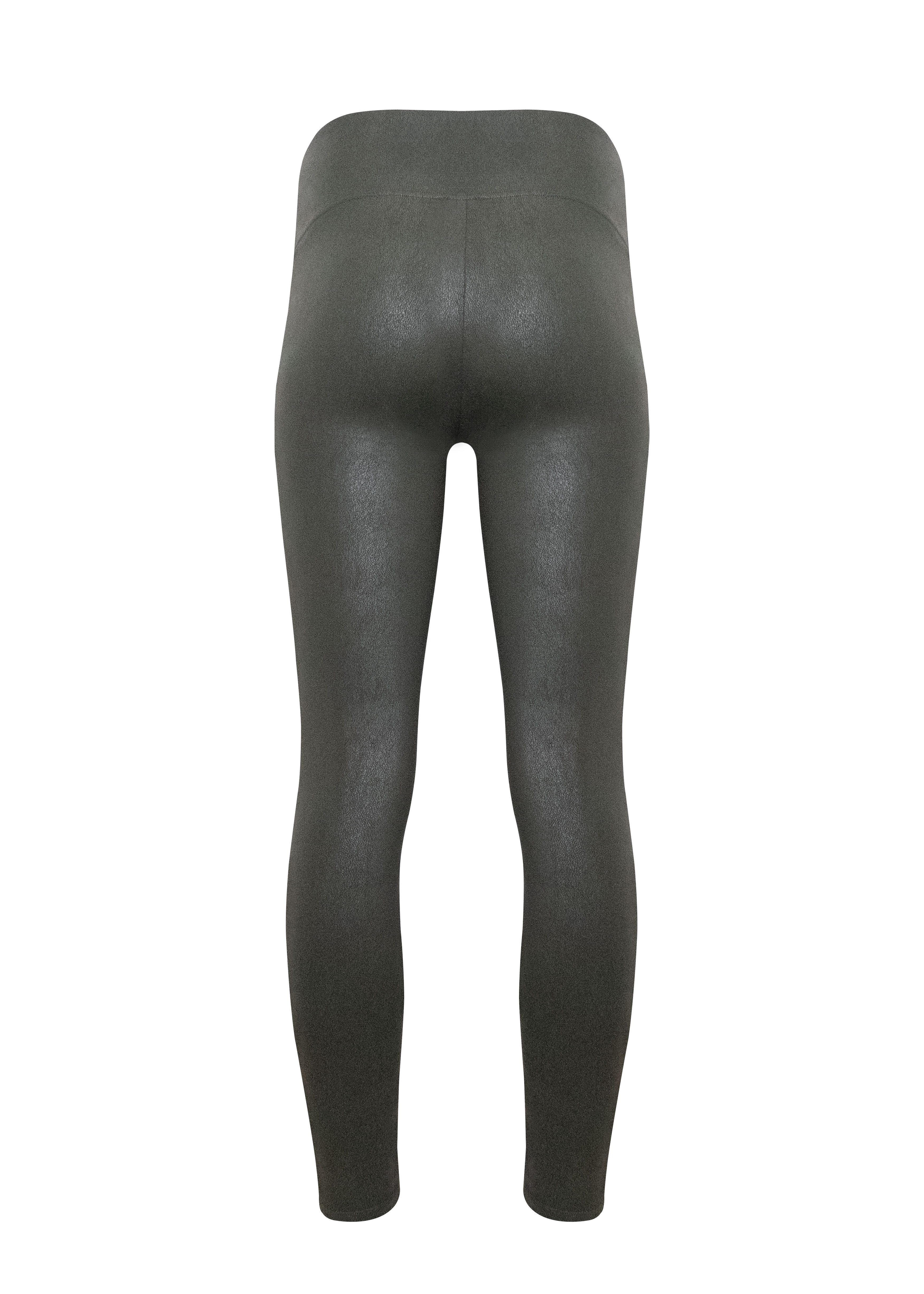 MAGIC Bodyfashion Leggings Leather Look Legging hoch tailliertes Design, keine vordere Mittelnaht