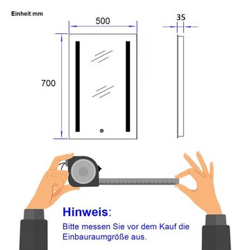 EMKE Badspiegel LED Badspiegel Badezimmerspiegel Lichtspiegel, mit Beleuchtung und Touch-schalter und Beschlagfrei Modell 1