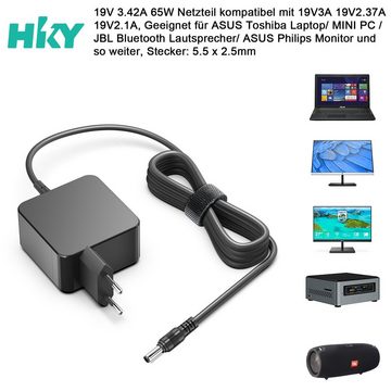 HKY 19V 3,42A 65W Netzteil kompatibel mit 19V3A/2.37A/2.1A Shuttle PE40 Notebook-Netzteil (ASUS/HP Monitor/Toshiba Dyna Book/Medion FSP065-REC/UNC 17 Mini PC/usw)