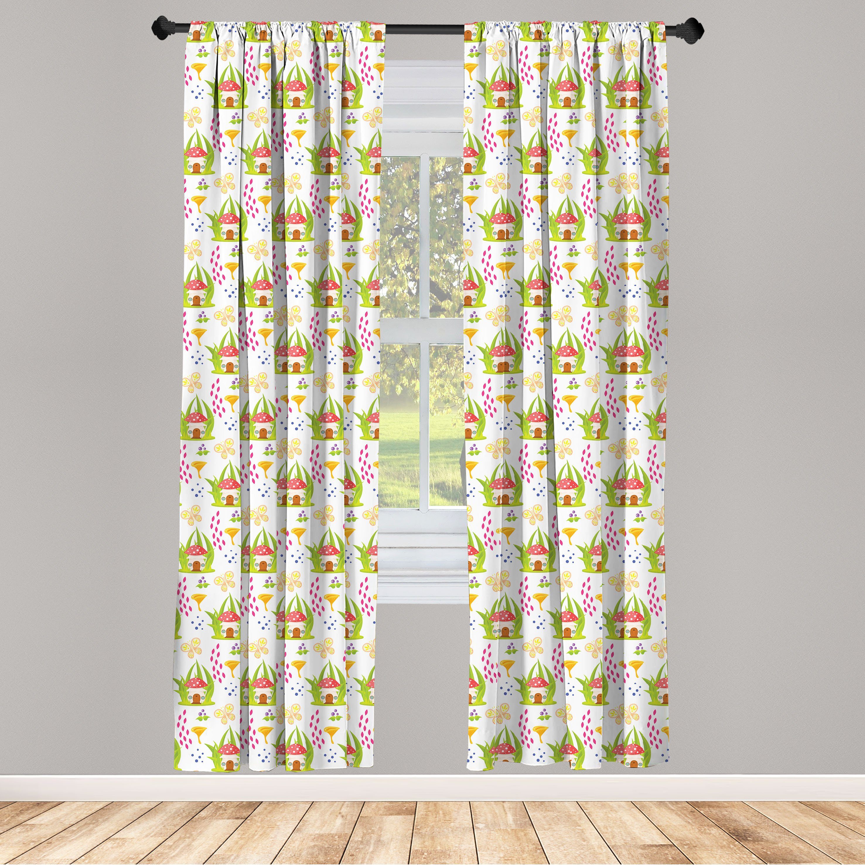 Gardine Vorhang für Wohnzimmer Schlafzimmer Dekor, Abakuhaus, Microfaser, Kids Frühlings-Wald Toadstool