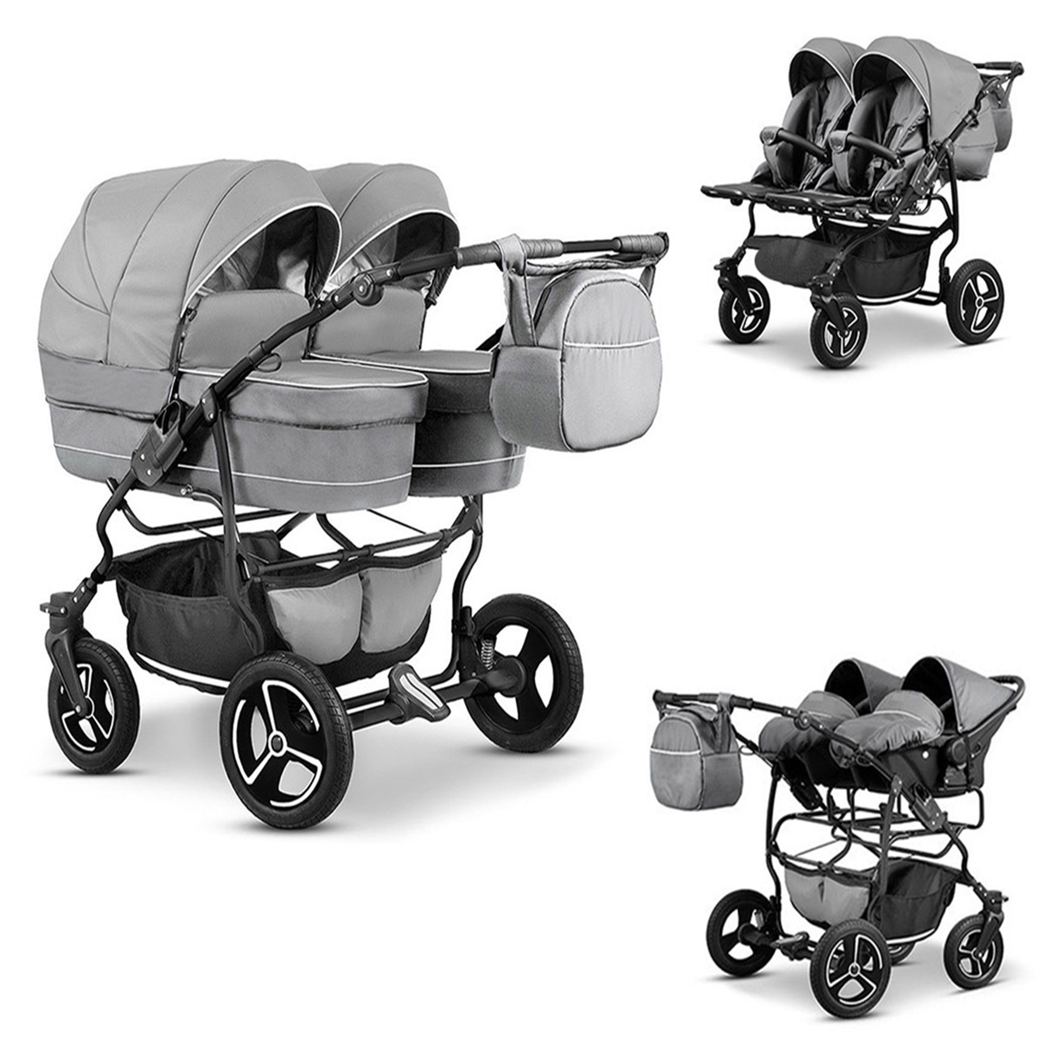 Zwillingswagen Twin Star 4 in 1 inkl. Sportsitze, Autositze und Zubehör in 16 Farben