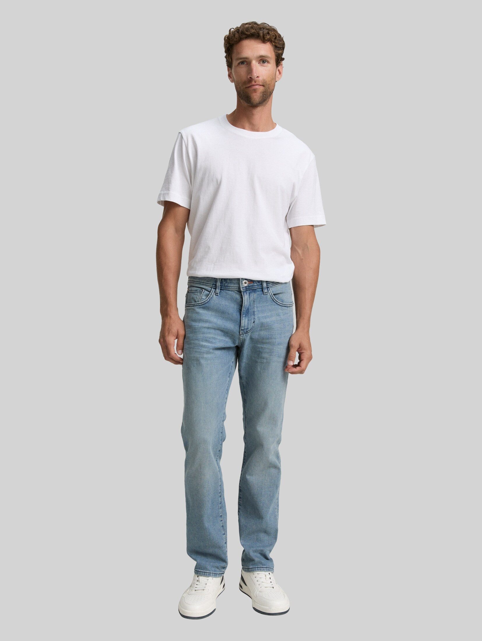 TOM TAILOR Straight-Jeans Jeanshosen TTMARVIN STRAIGHT Jeans mit Stretch