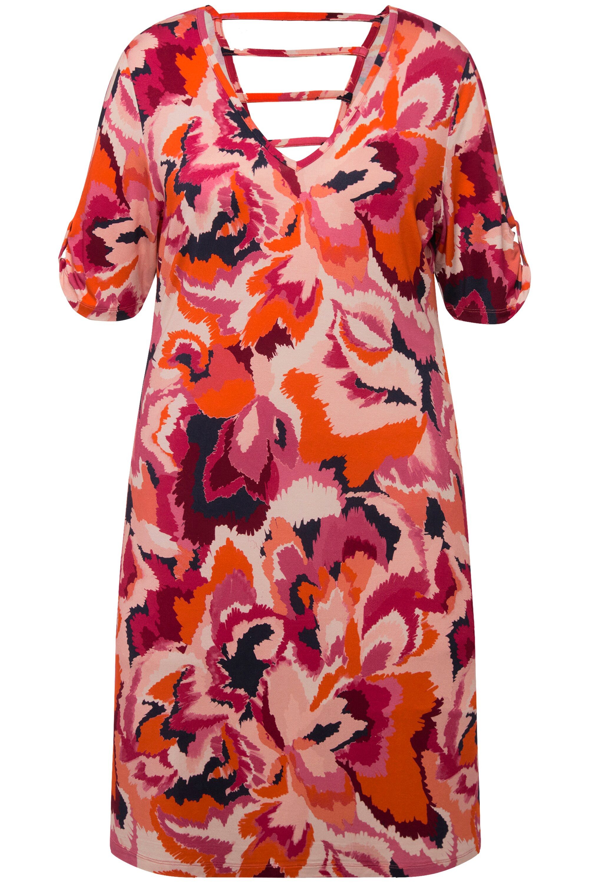 Ulla Popken Midikleid Strandkleid Stickblumen A-Linie günstig online kaufen