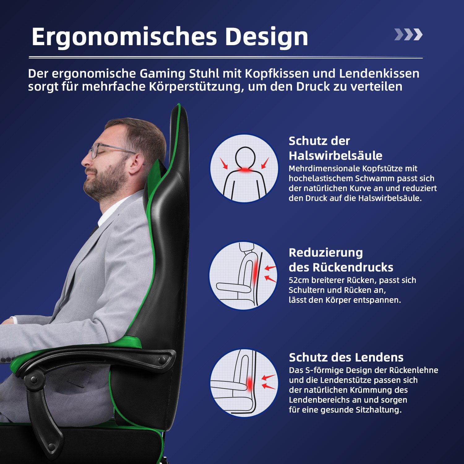 Hiazurm Gaming-Stuhl Gaming Stuhl, Bürostuhl Ergonomisch Wippfunktion bis z günstig online kaufen