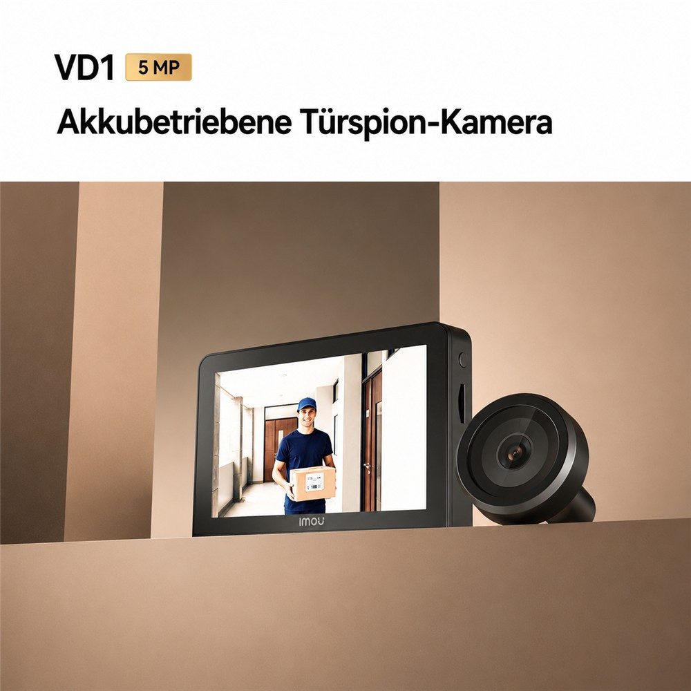 Imou Digitaler Türspion VD1 Smarte Türklingel Kamera Always on Video Sicherheitskamera (Innenbereich, Türkamera, Smarte Türklingel, Innenmonitor Personenalarm App-Steuerung)