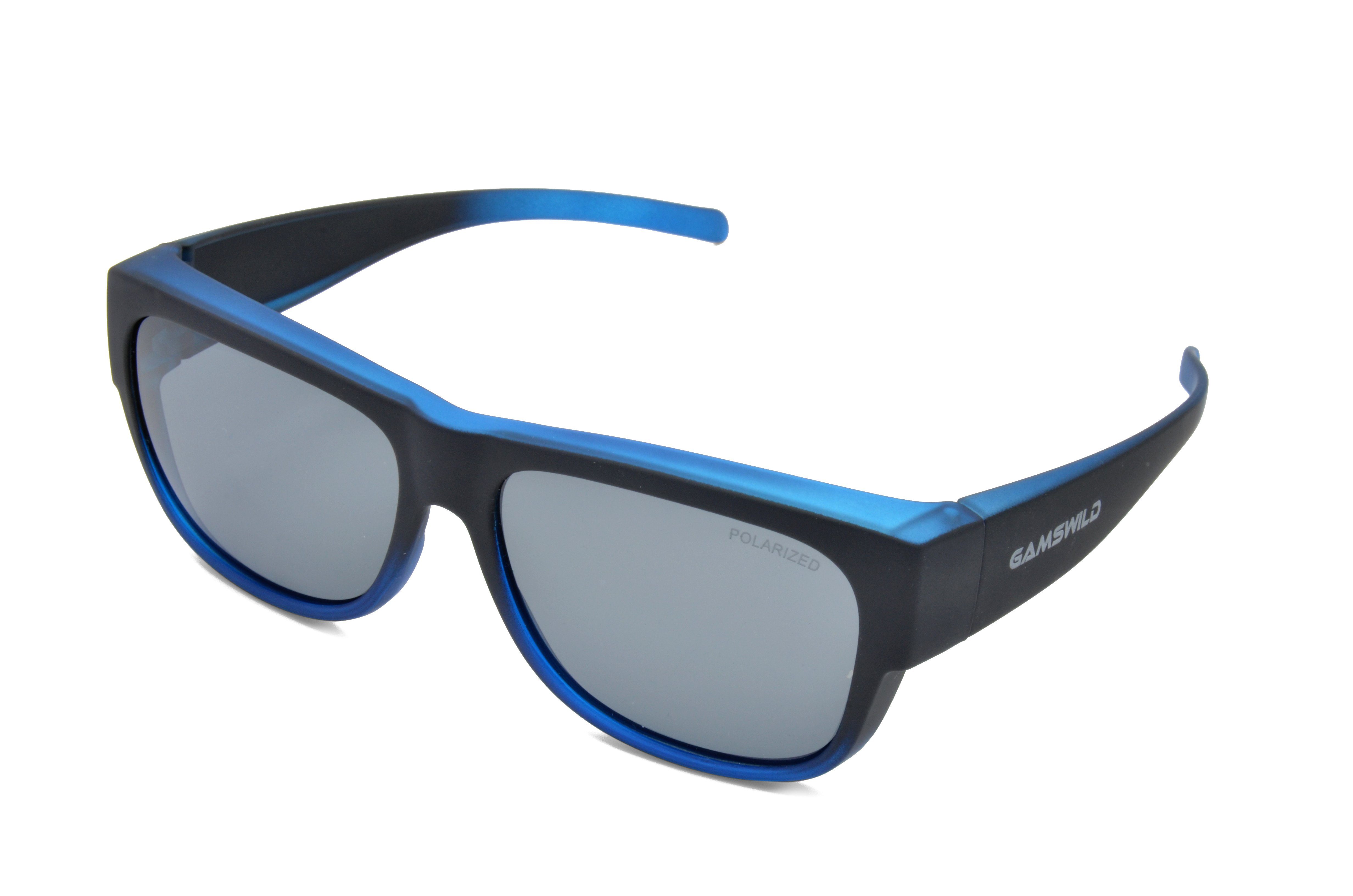 Gamswild Sportbrille WS6022 Überbrille Sonnenbrille Sportbrille Damen Herren, schwarz G15, blau, beere, unisex, universelle Passform, Rubbertouchbeschichtung