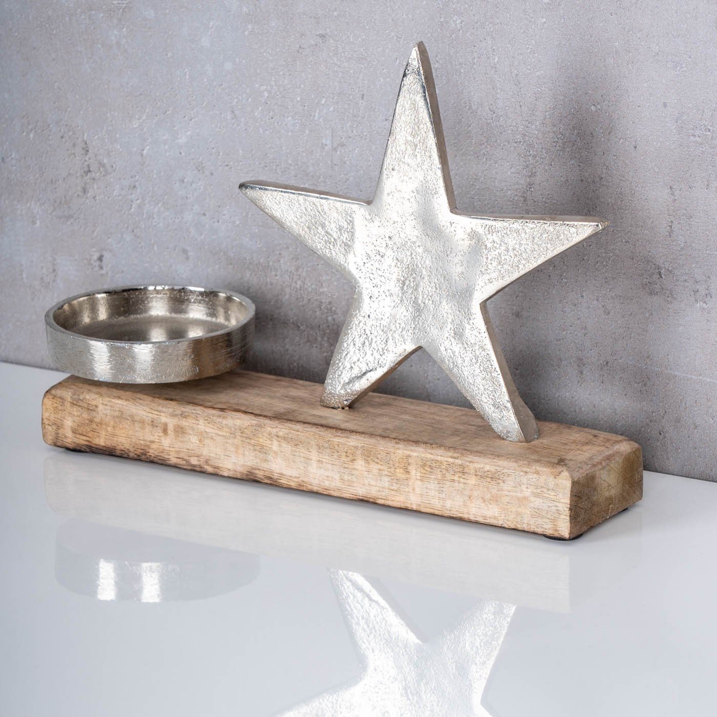 Levandeo® Deko-Schriftzug, Kerzenhalter Stern 23x15cm Metall günstig online kaufen