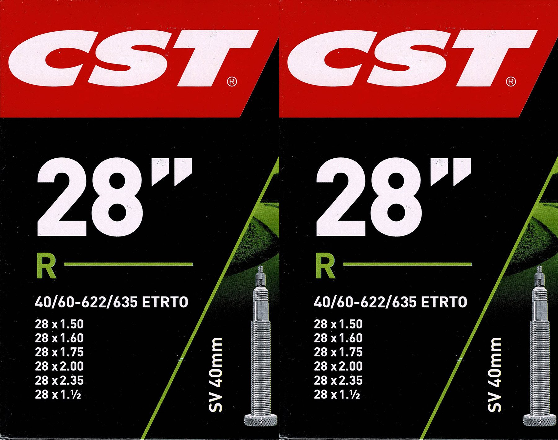 CST Fahrradschlauch 2x CST 28/29 SV Schlauch 28/29 Zoll (40/60-622/635), (2-St)
