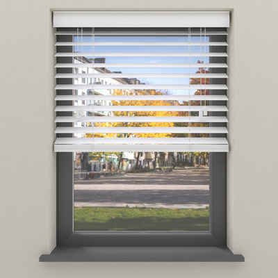 Jalousie 50mm PVC Lamellen in Holzoptik 105x240, Lichtdurchlässig, Weiß, Cocoon Home, freihängend, Feuchtigkeitsbeständig