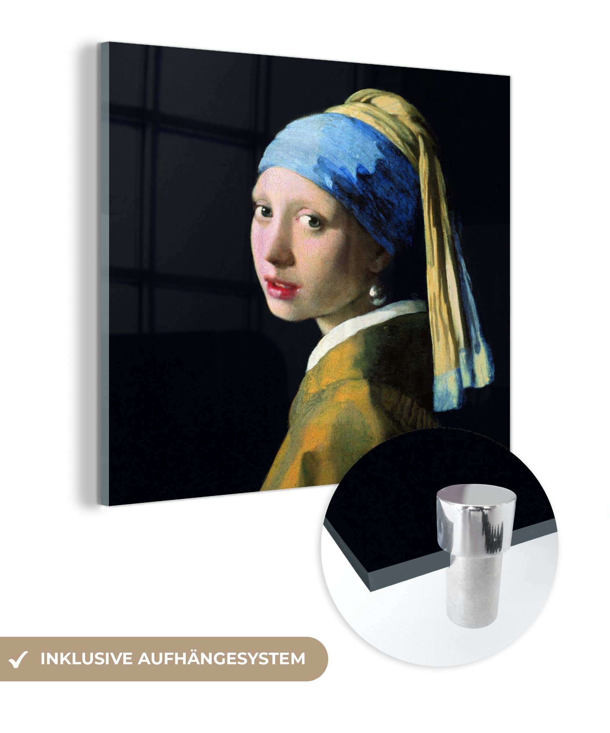 MuchoWow Acrylglasbild Das Mädchen mit dem Perlenohrring - Johannes Vermeer, (1 St), Glasbilder - Bilder auf Glas Wandbild - Foto auf Glas - Wanddekoration bunt
