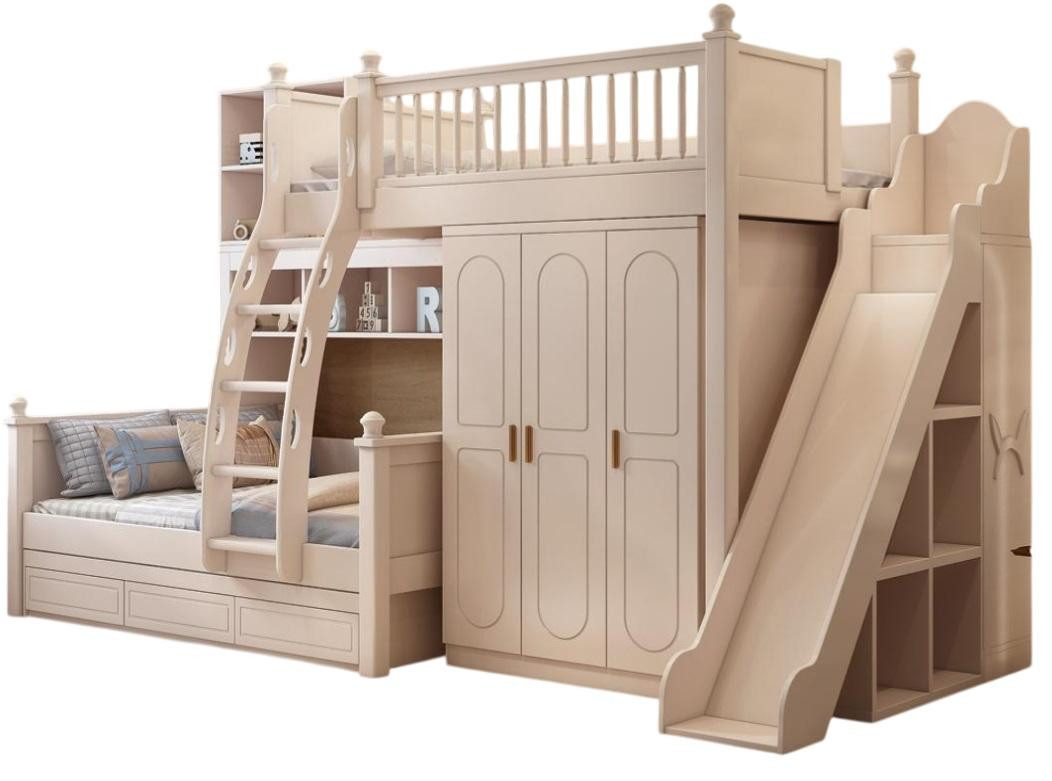 Etagenbett Weißes Holz Etagenbett mit Rutsche für Kinder und Jugendliche