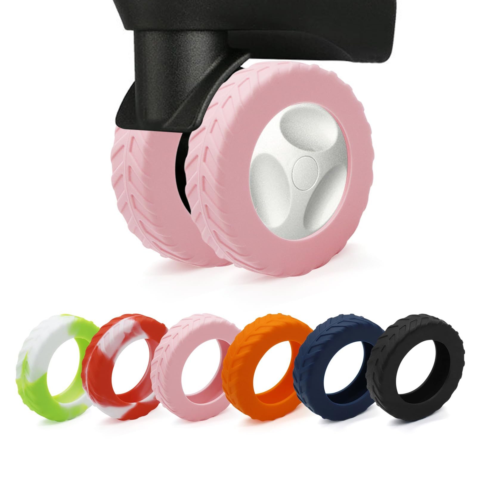 Zaewry Gummiband 8 PCS Upgrade Silikon Gepäckradabdeckungen, Luggage Wheel Covers, kofferschutzhülle für 5-6.3cm Spinnerrad