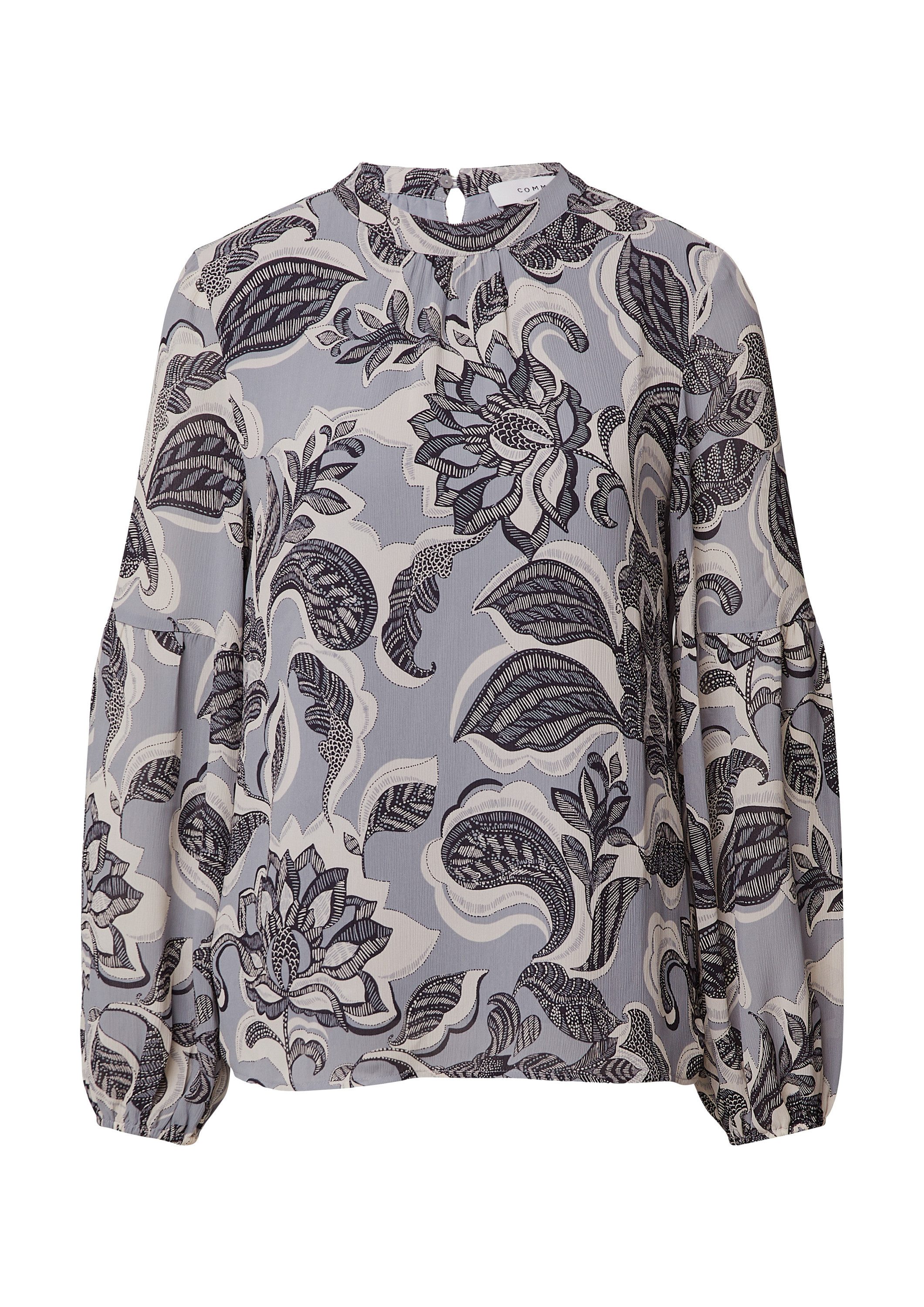 comma Langarmbluse Bluse Chiffonbluse mit Ballonärmeln und floralem Muster günstig online kaufen