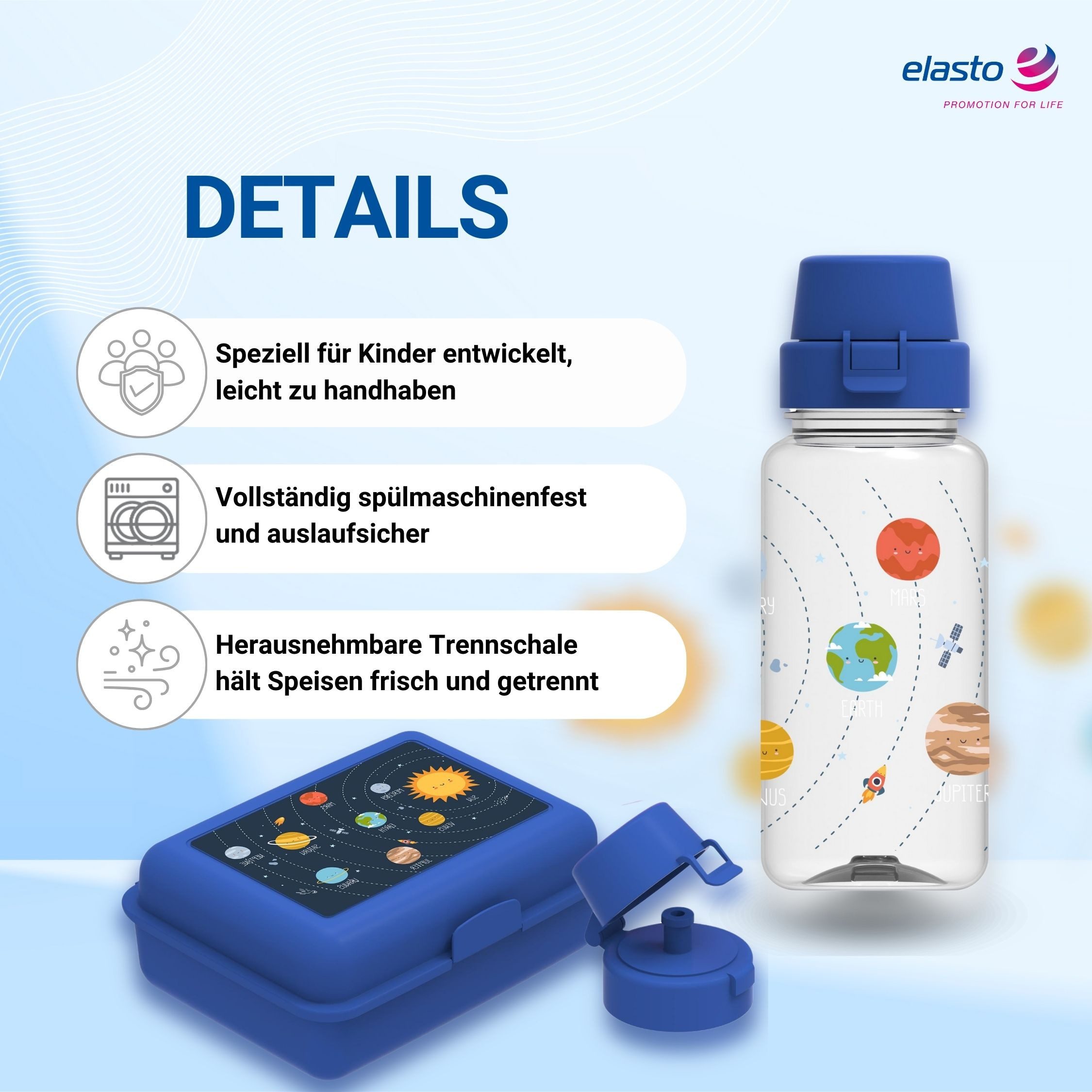 elasto Thermoflasche Schulset für Mädchen & Jungs Brotdose & Trinkflasche für Kinder
