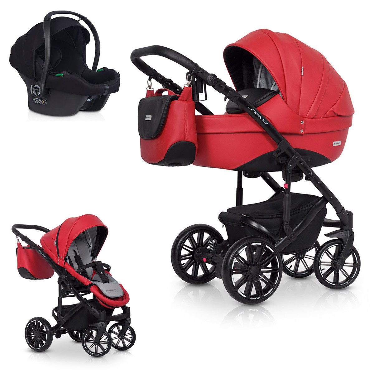 babies-on-wheels Kombi-Kinderwagen Sigma 4 in 1 inkl. Sportsitz, Autositz und Zubehör in 6 Farben