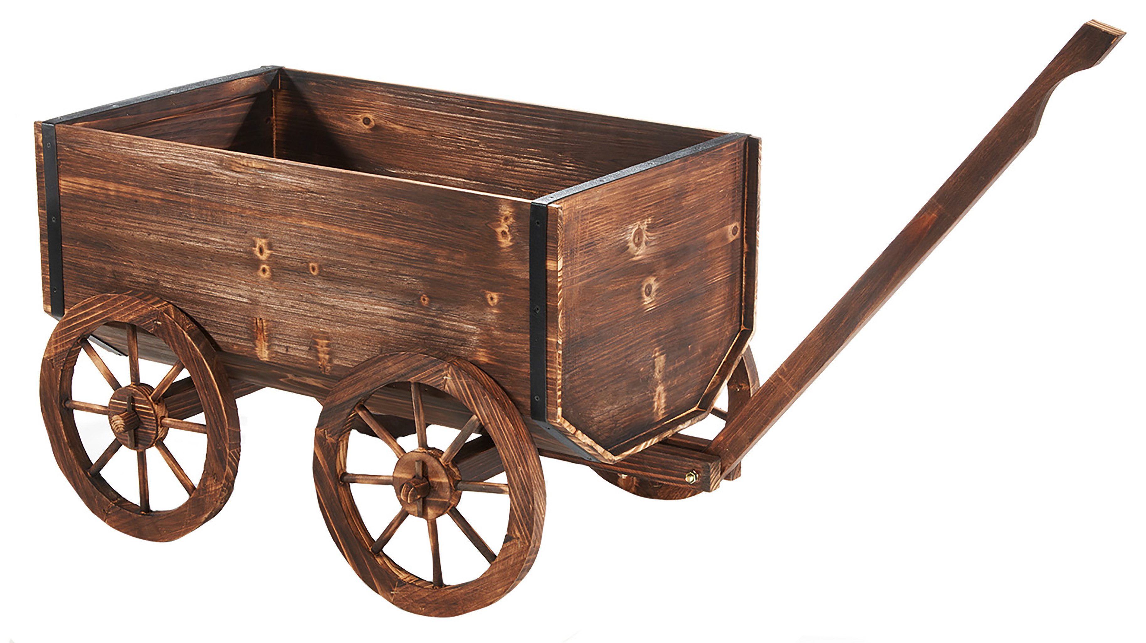 Kobolo Dekoobjekt Pflanzwagen JAKOB Leiterwagen Gartendeko 4 Räder Dekoobjekt (Stück, 1 St., Stück), aus Holz, 69x40x40/70 cm