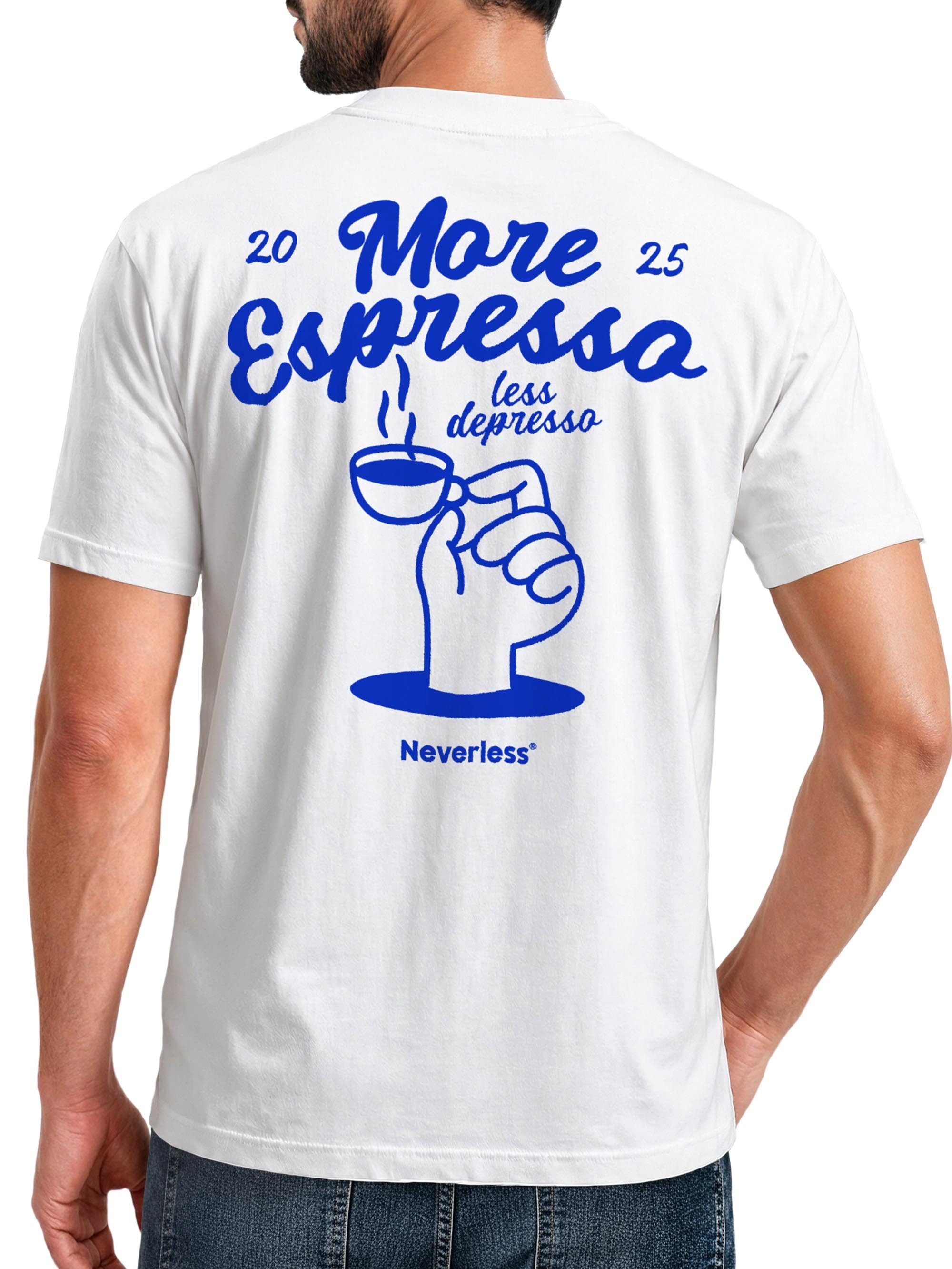 Print-Shirt Herren T-Shirt Backprint More Espresso Kaffeeliebhaber Grafikshirt