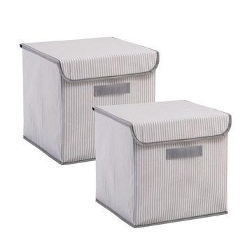 Ocean Home textile Aufbewahrungsbox »2er Set Schrankboxen mit Deckel, Stoffboxen, Faltboxen« (2er Set), Kisten Aufbewahrung mit Deckel, 30 x 30 x 30 cm