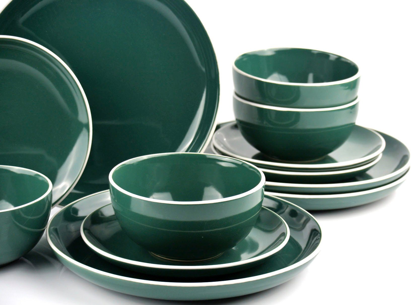 Retsch Arzberg Tafelservice Geschirr-Set, Service HALO BUBBLE GUM (12-tlg), 4 Personen, Steinzeug, Teller Set, Klare Farben und Klare Formen - 12 Teile, für 4 Personen