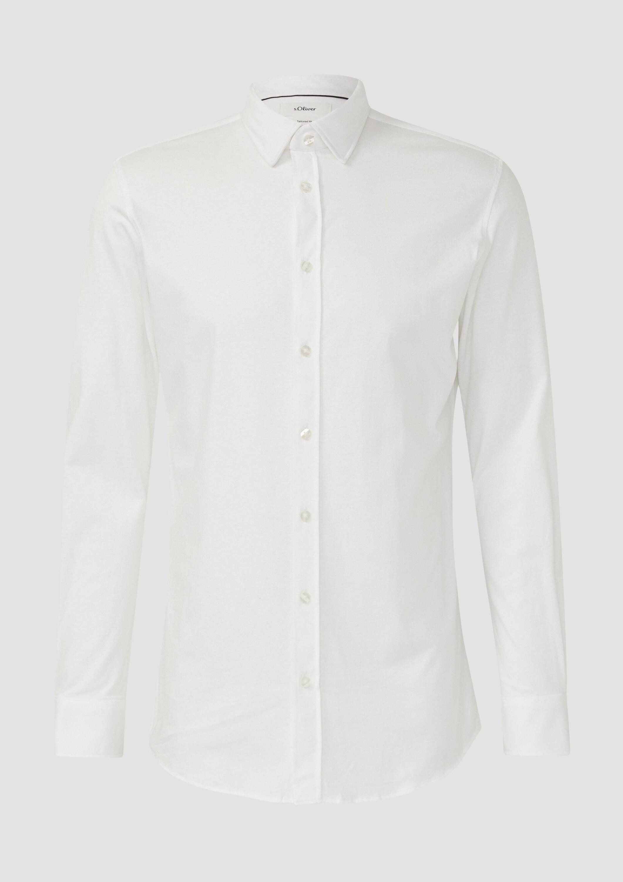 s.Oliver Langarmhemd Hemd Tailored Fit: Jersey-Hemd aus Baumwollstretch