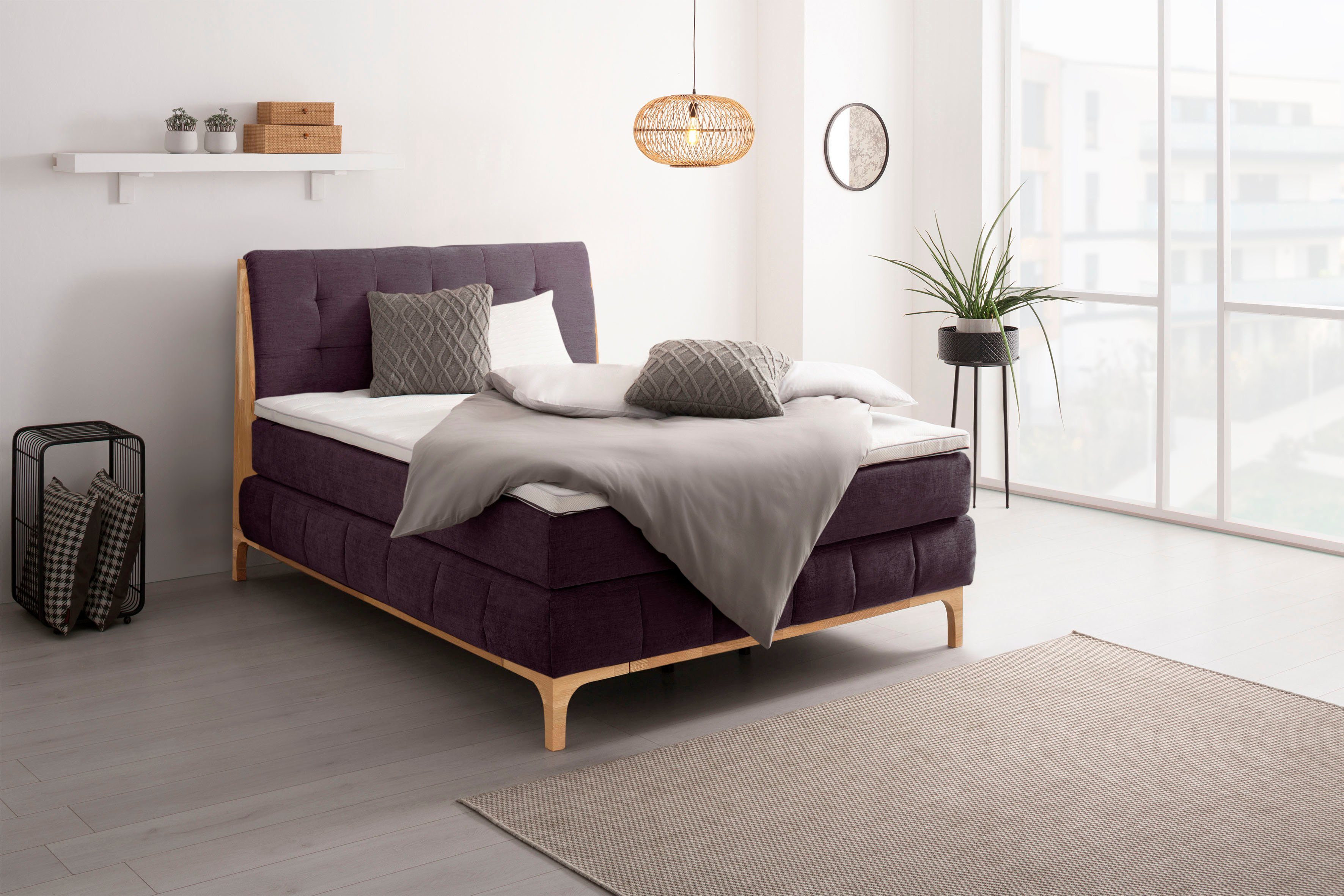 OTTO home Boxspringbett Jelle (5-St), zertifizierte, recycelte Bezugsstoffe, verschiedene Ausführungen