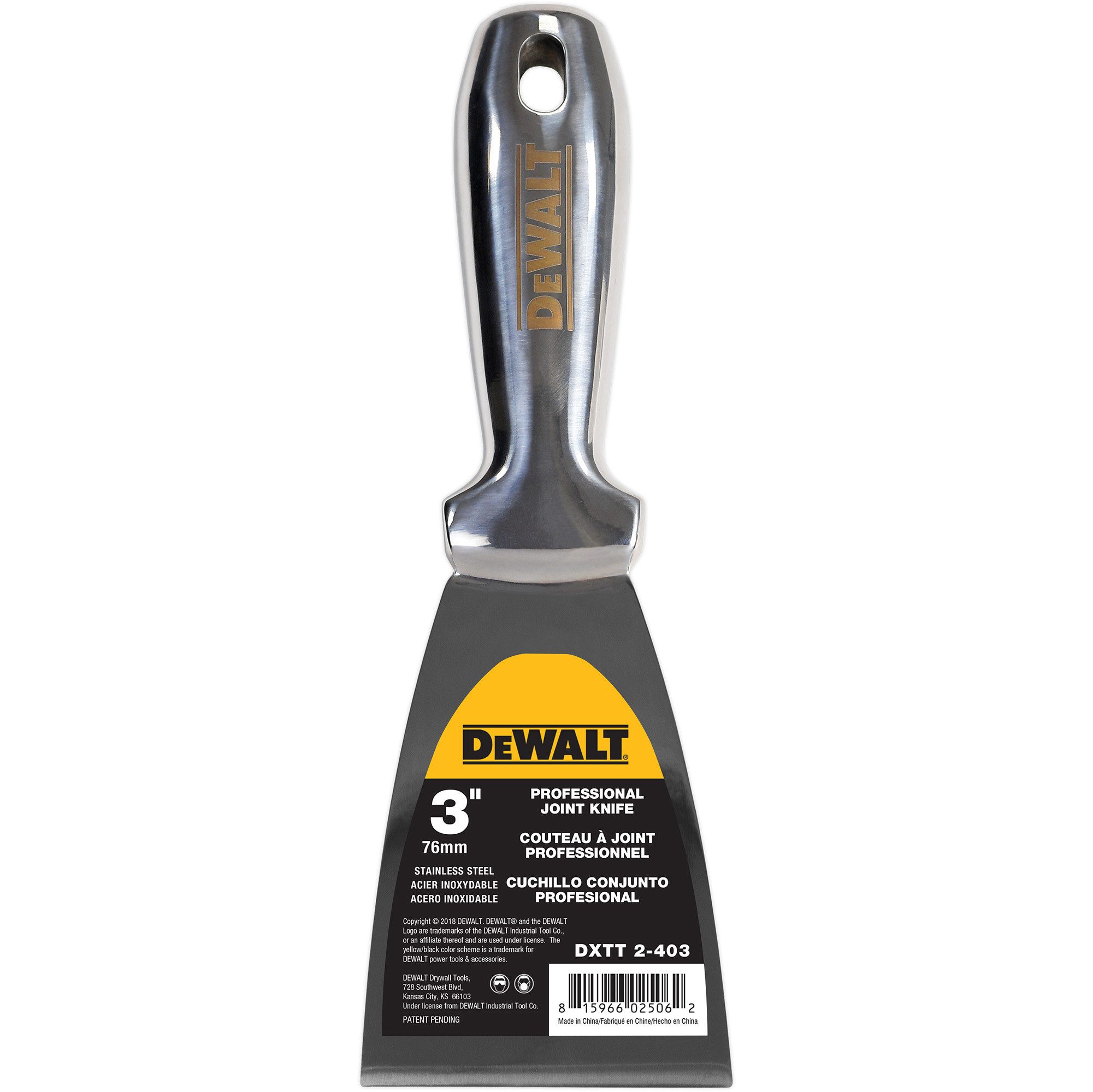 DeWalt Flächenspachtel DeWALT 76mm Spachtel ganz aus Edelstahl 2-403