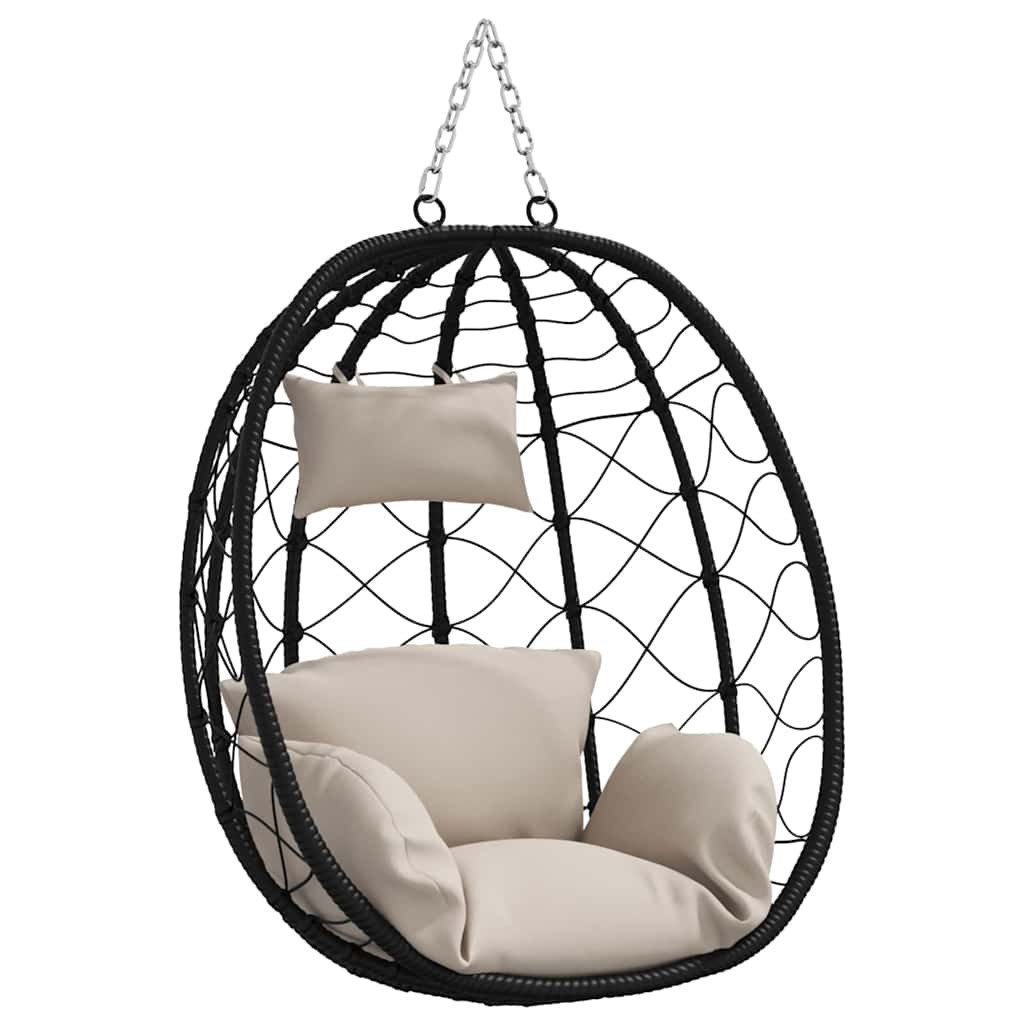 vidaXL Hollywoodschaukel Hängendes Ei-Stuhl Taupe 91,5 x 54,5 x 107 cm Poly-Rattan, 1 tlg.