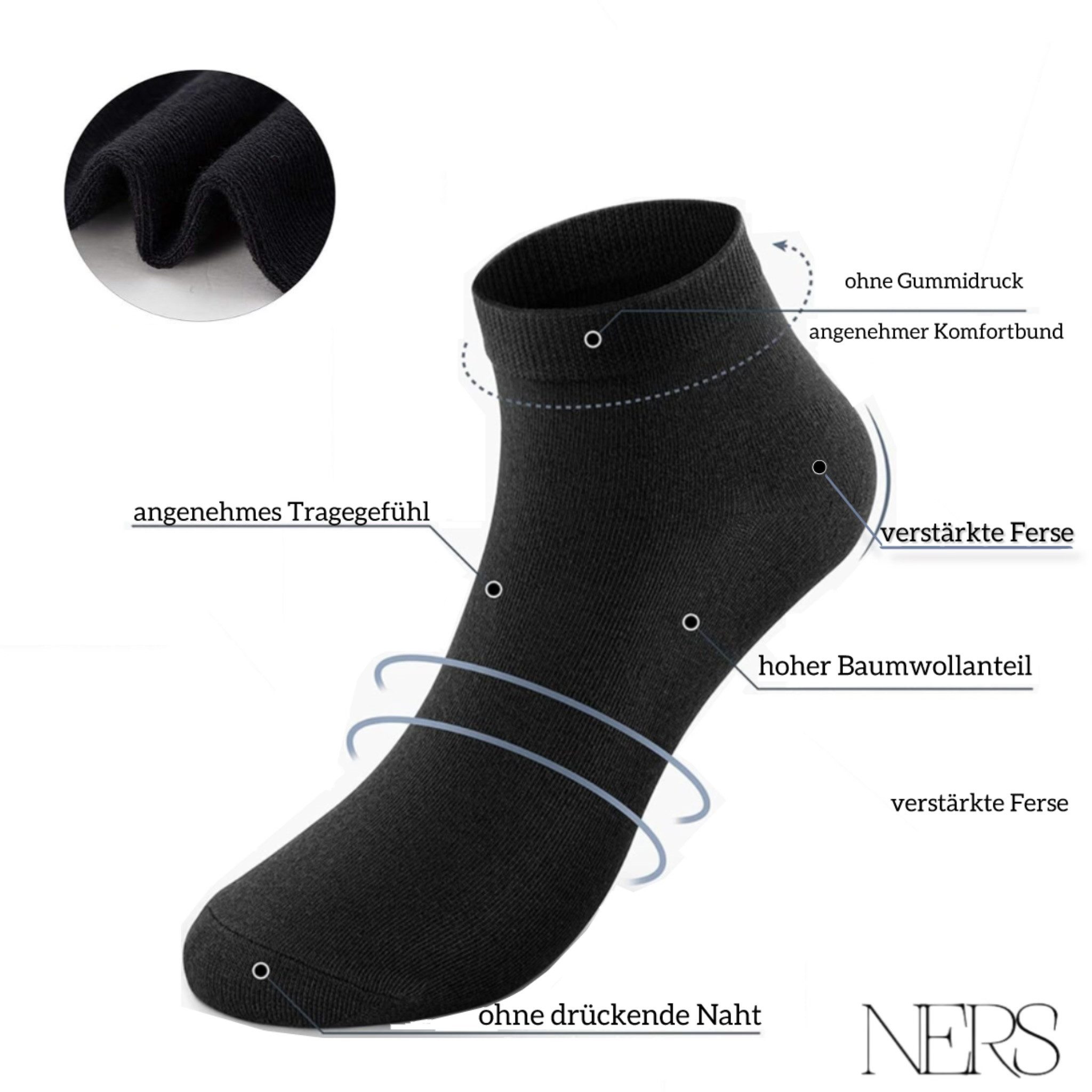 NERS Kurzsocken aus Baumwolle 10-20 Paar, günstig online kaufen