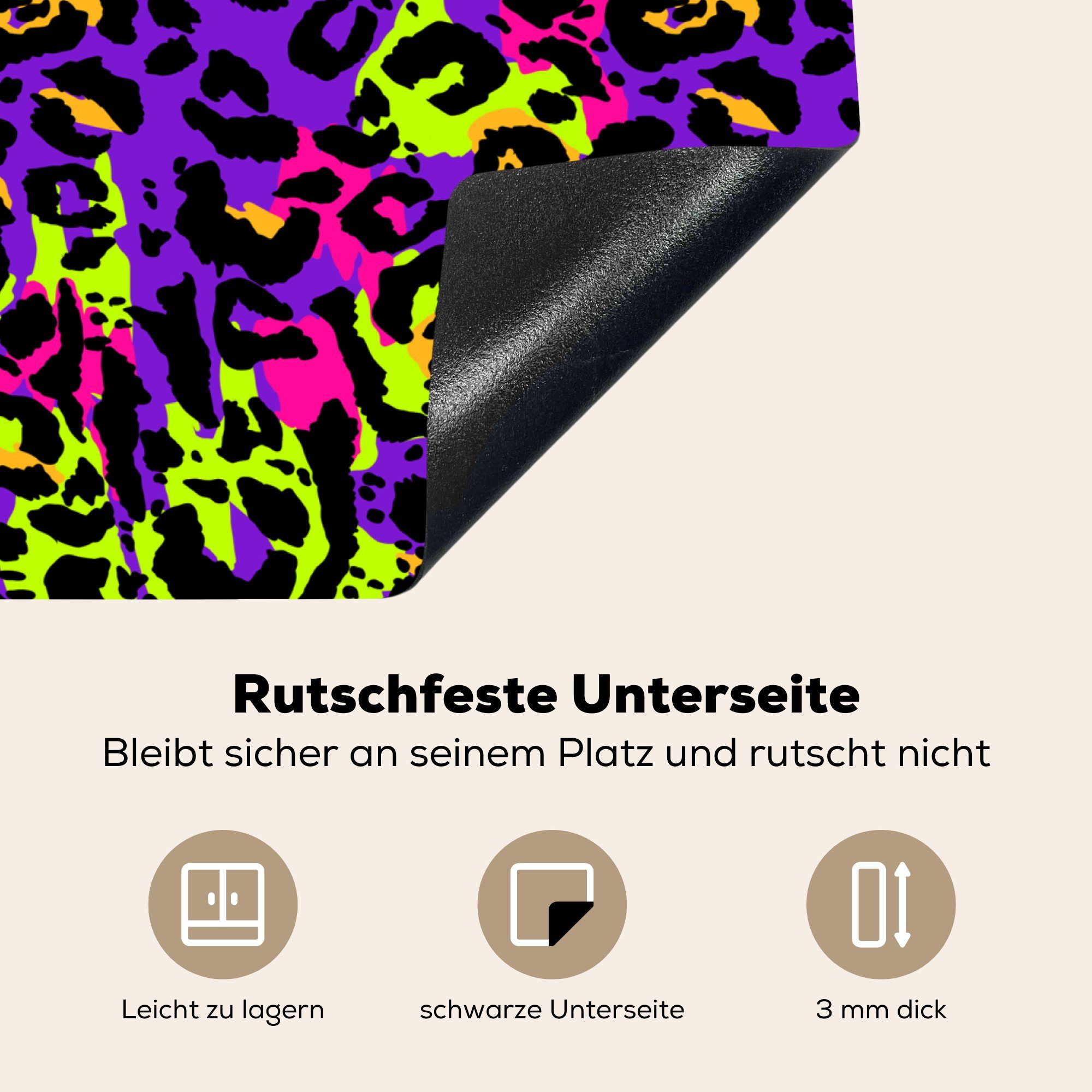 Lila 59x52 Ceranfeldabdeckung Herdblende-/Abdeckplatte - für Vinyl, Tiermuster - - MuchoWow die tlg), Gelb, Neon (1 Induktionsmatte cm, küche,