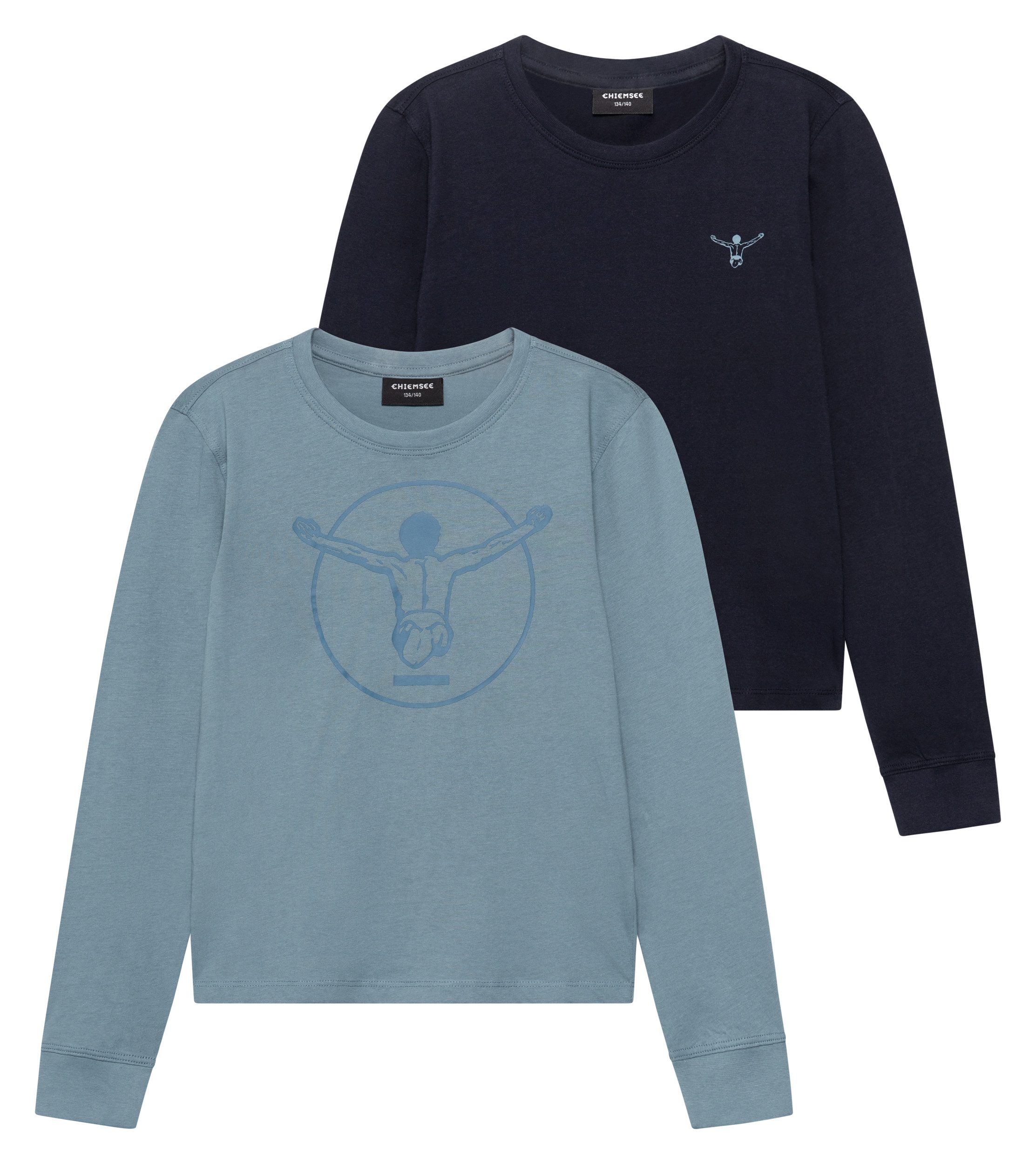 Chiemsee Langarmshirt T-Shirt, Regular Fit (2-tlg) 2er-Pack, Langarm-Design, mit Rundhalsausschnitt, aus Baumwolle