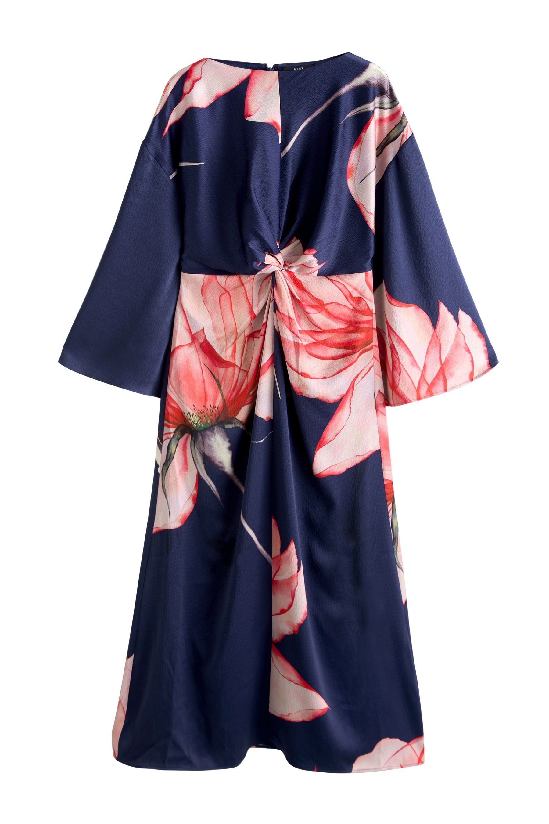 Next Maxikleid Strukturiertes Satin-Maxikleid mit Drehdetail (1-tlg)