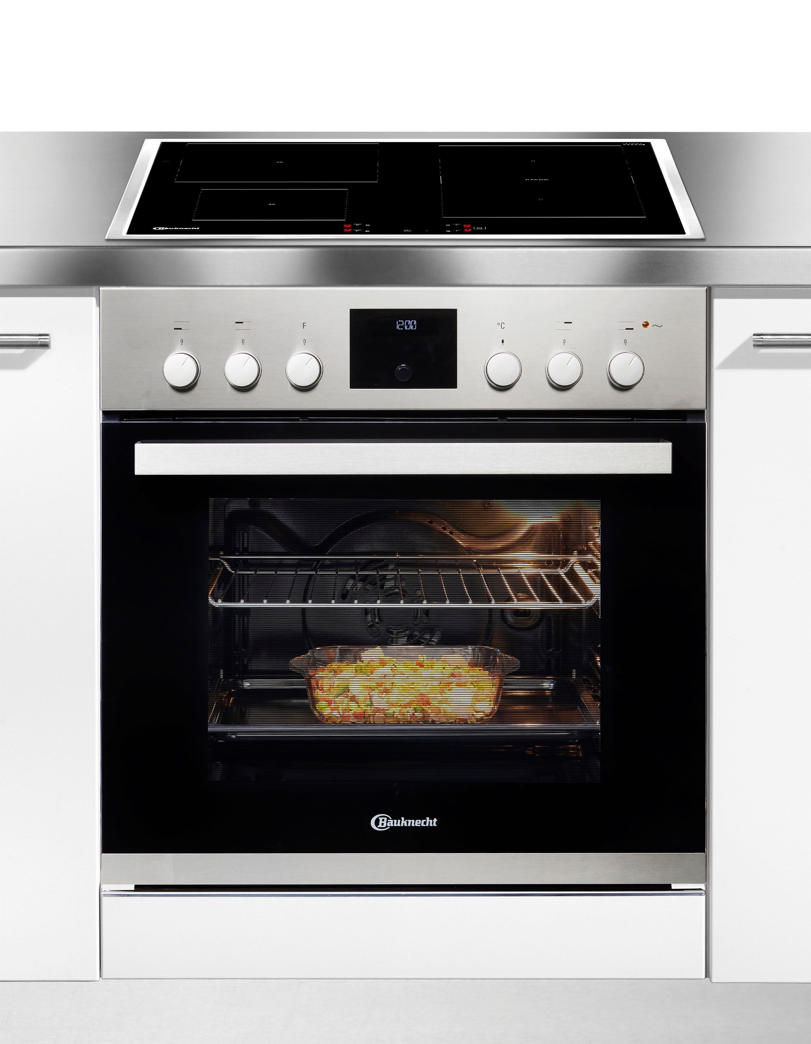 BAUKNECHT Flex-Induktions-Herd-Set HEKO BOLERO FLEXI, mit 2-fach-Teleskopauszug, Hydrolyse, Flexi Duo – kombinierbare Zonen für flexibles Kochen