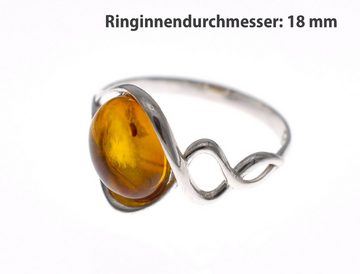 MyBer® Silberring Ring Bernstein oval hell braun honigfarben Bernsteinring (1-tlg., filigrane Ausführung, Echter Ostseebernstein), Sterling Silber 925er, handgefertigt