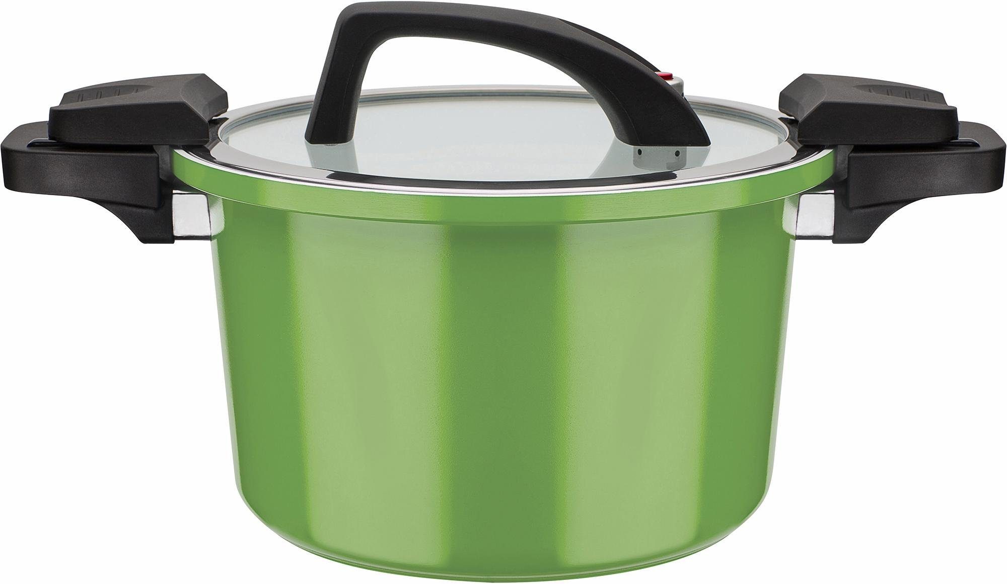 GSW Dampfgartopf Ceramica green, Aluminium (1-tlg), Dampfkochtopf, mehrfache Ceramic-Versielgung, Induktion