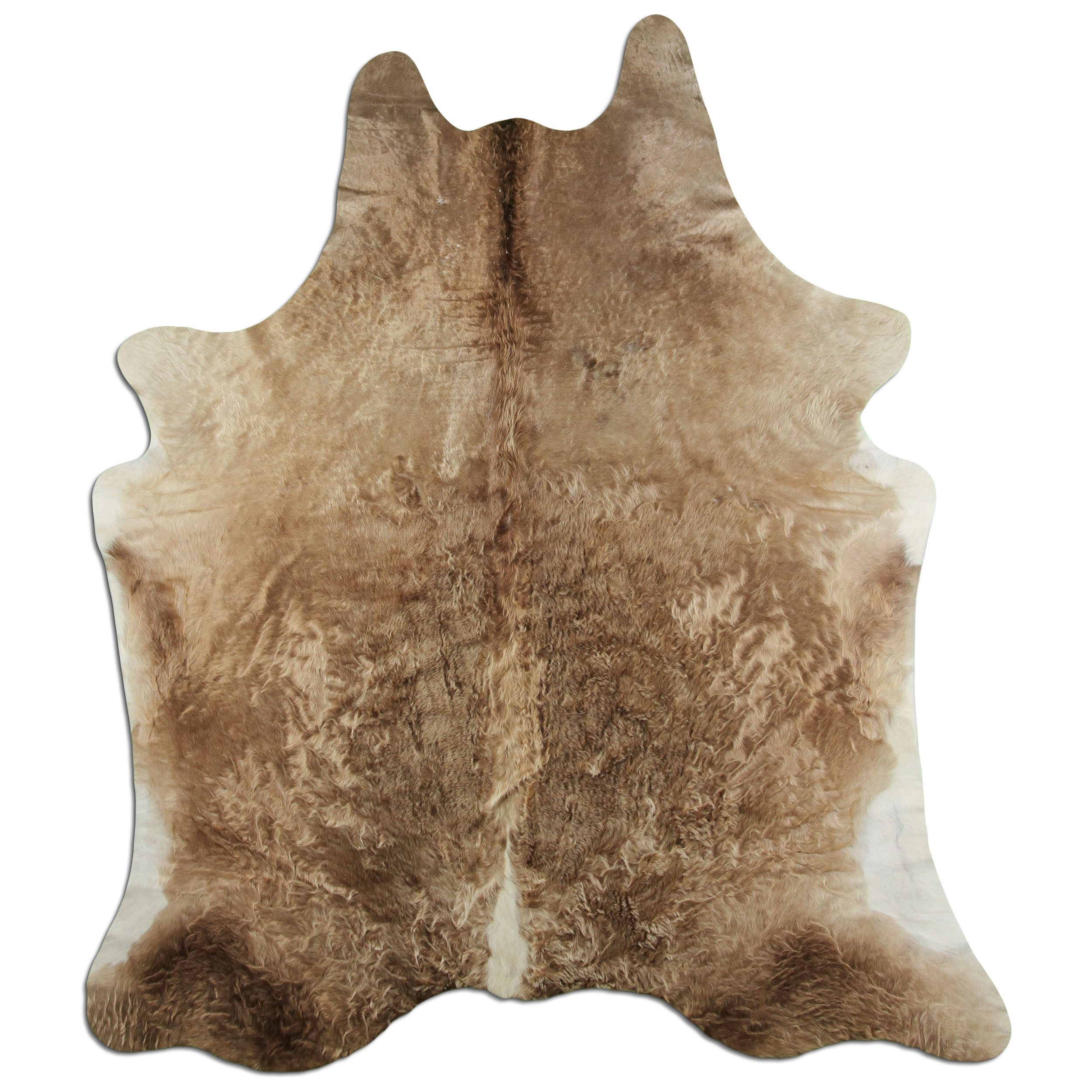 Livorio Fellteppich L200 x B235 cm - champagner beige, Kuhfell, Premium Kuhfell Teppich, Rinderfell, Echtfell, dark champagne