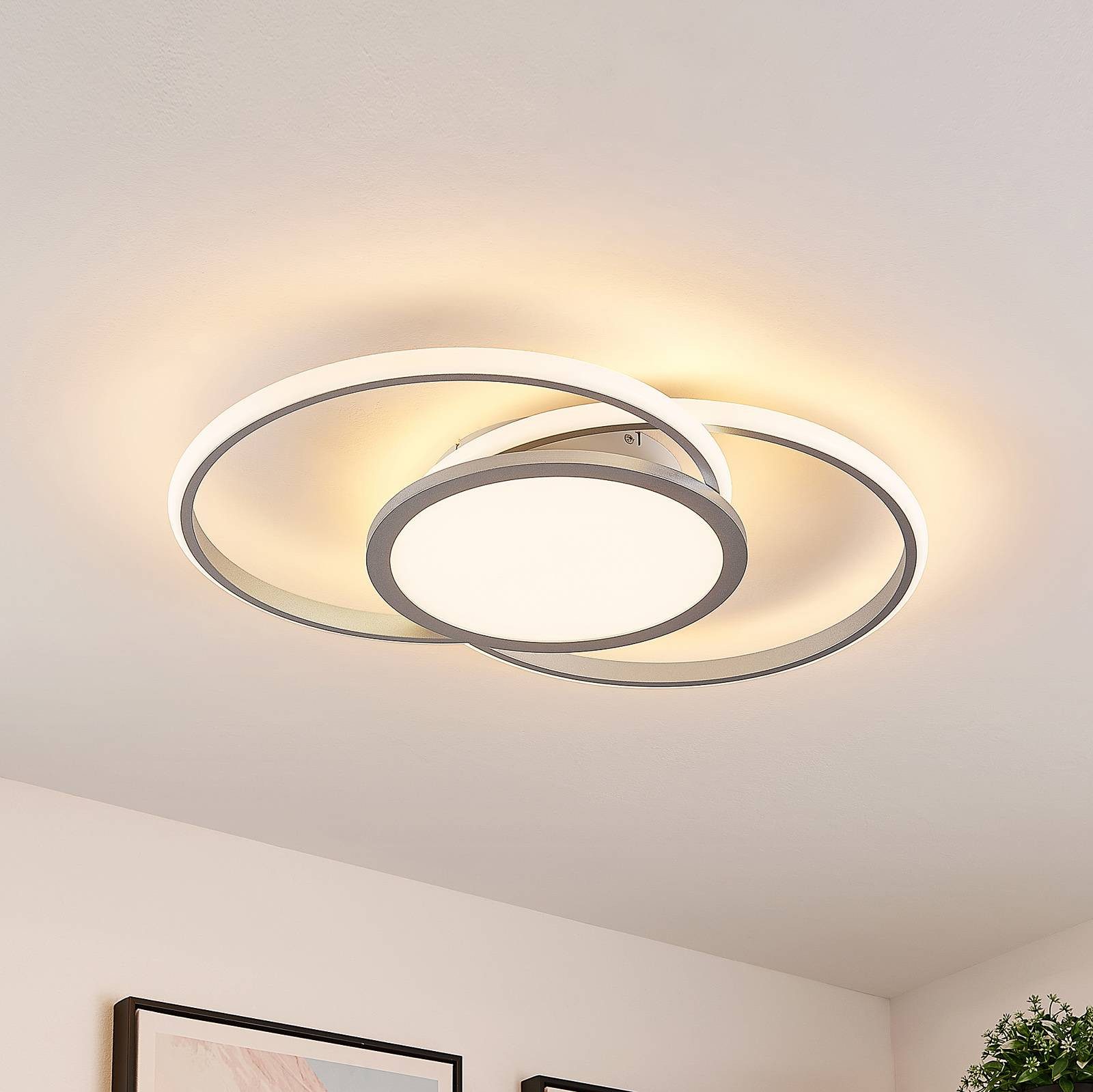 Lucande Deckenleuchten Senne, LED, Metall, Alu warmweiß IP20, LED 30 W gesamt, warmweiß