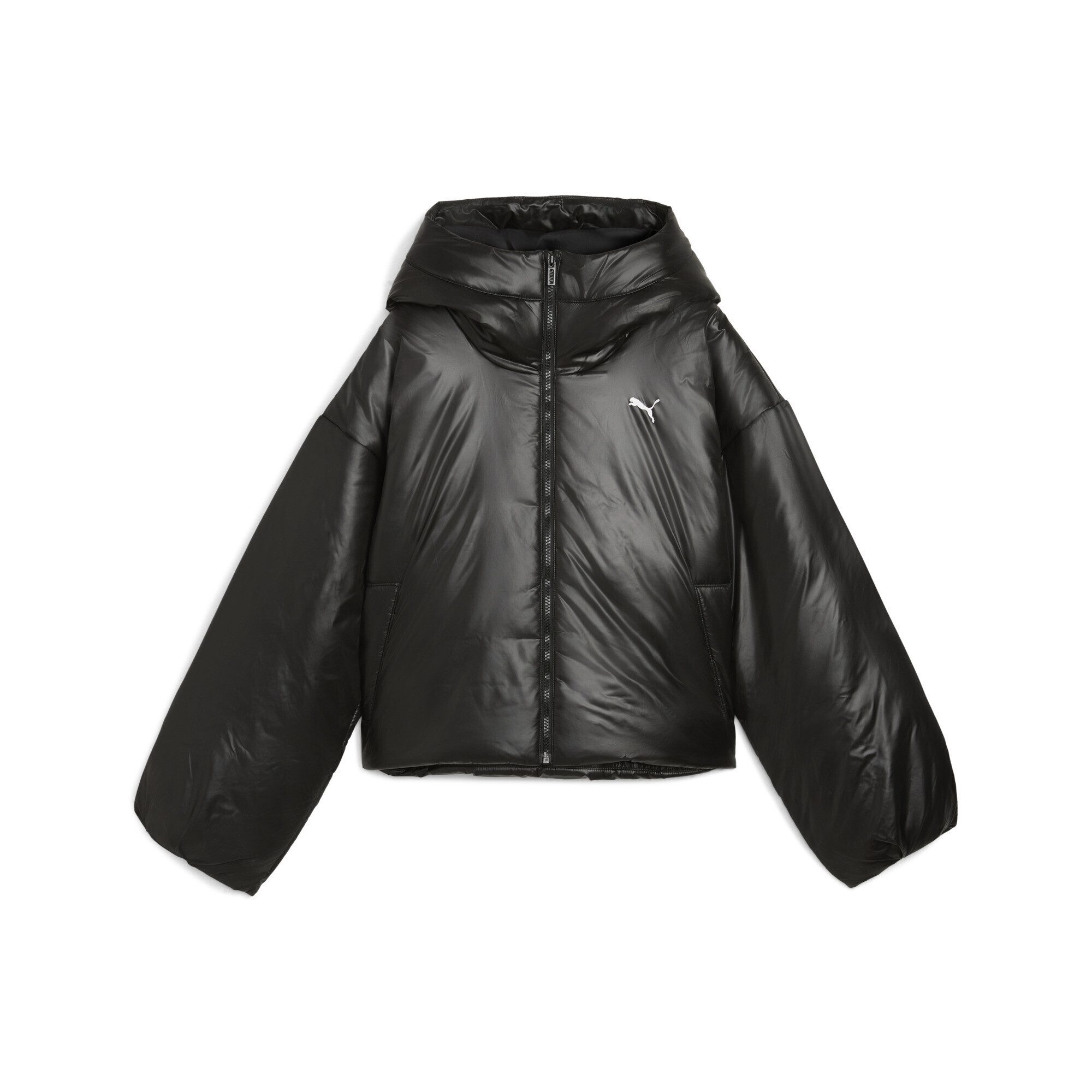PUMA Winterjacke Wardrobe Essentials Shiny Wattierte Kapuzenjacke Damen günstig online kaufen