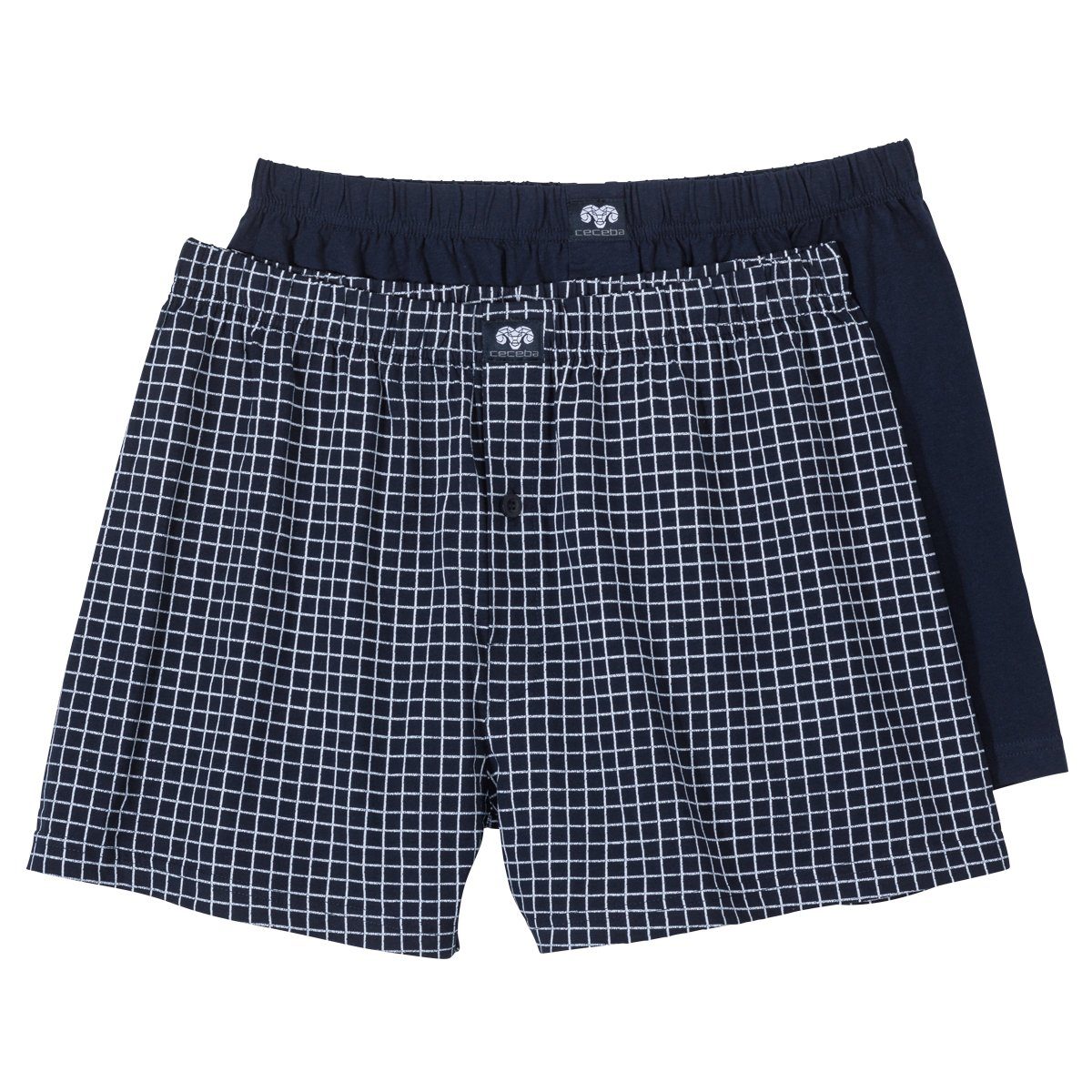 CECEBA Boxershorts Große Größen Boxershorts 2-St., Ceceba (Packung, 2er-Pack) Doppelpack navy/Gitterkaro