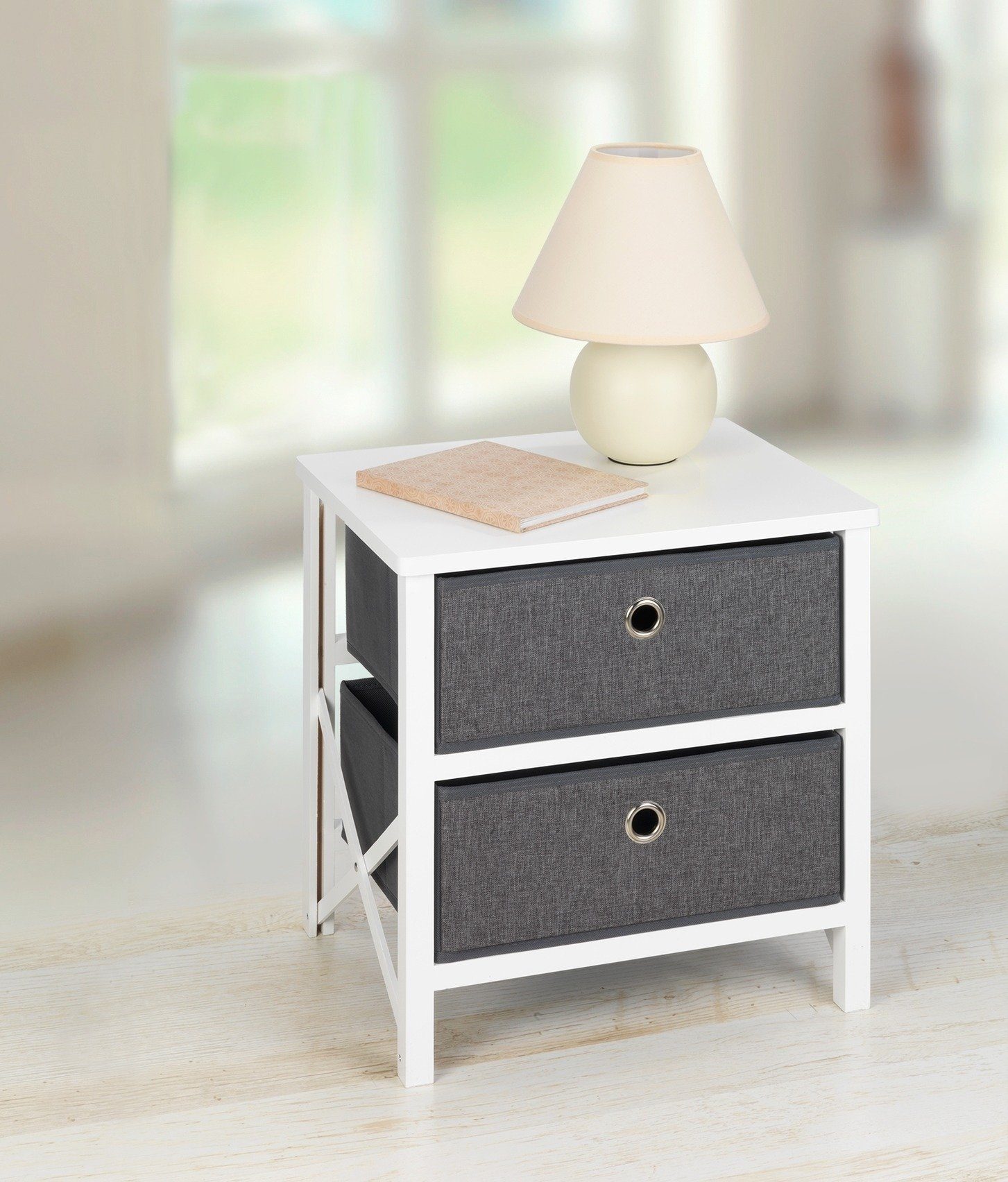 WENKO Regal Regal mit 2 Schubladen, 43 x 32 x 41 cm, klappbar, WENKO