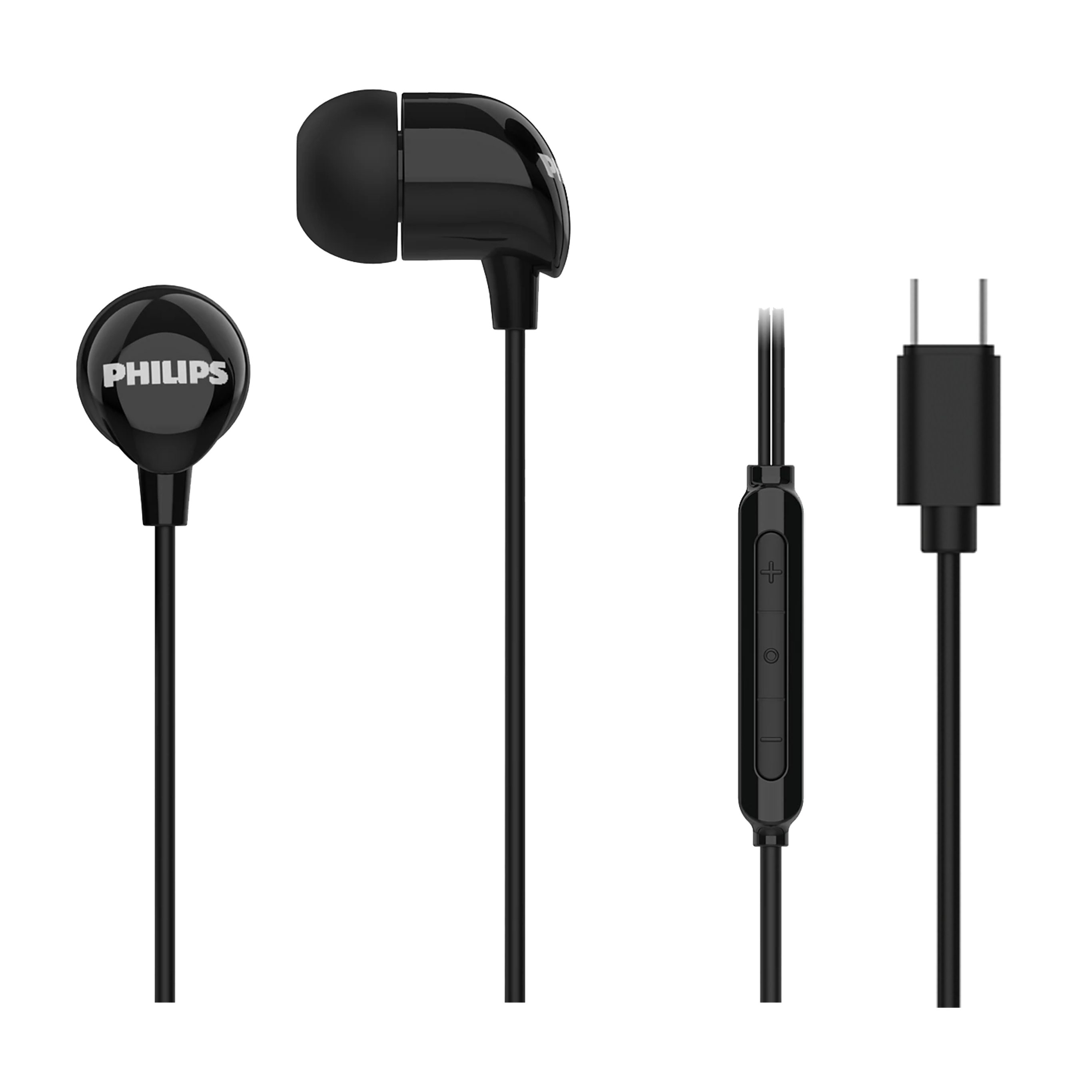 Philips TAE2146BK In-Ear-Kopfhörer (Clear Sound, Dynamische Bässe, Integriertes Mikrofon, USB-C, Schwarz)