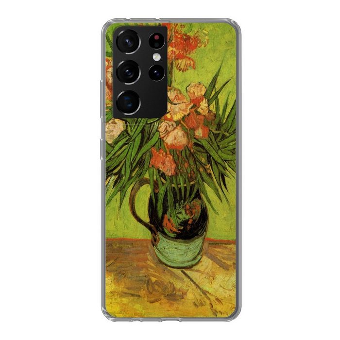 MuchoWow Handyhülle Stillleben Vase mit Oleander und Büchern - Vincent van Gogh Phone Case Handyhülle Samsung Galaxy S21 Ultra Silikon Schutzhülle