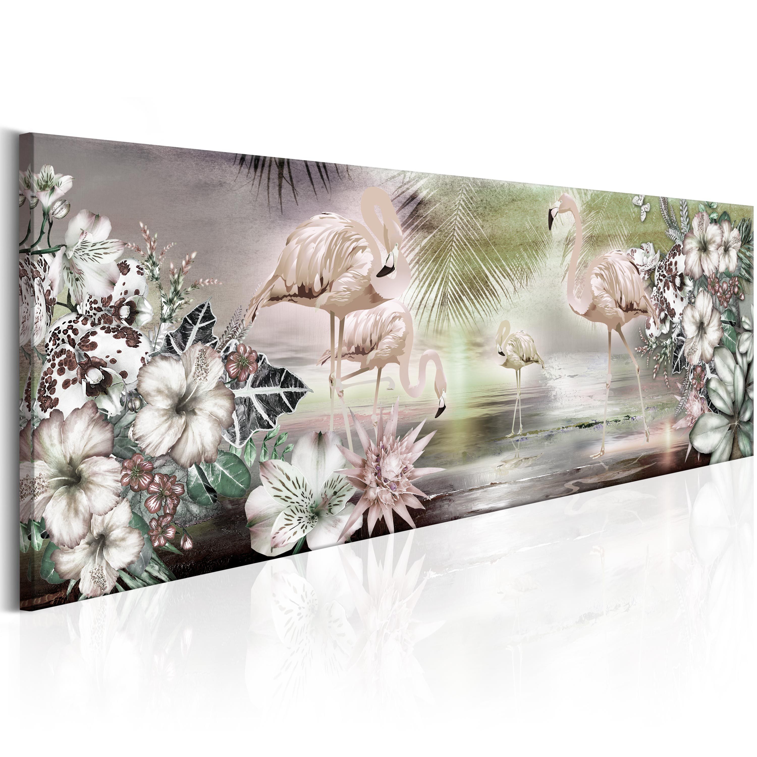 Artgeist Wandbild Flamingoes and Flowers