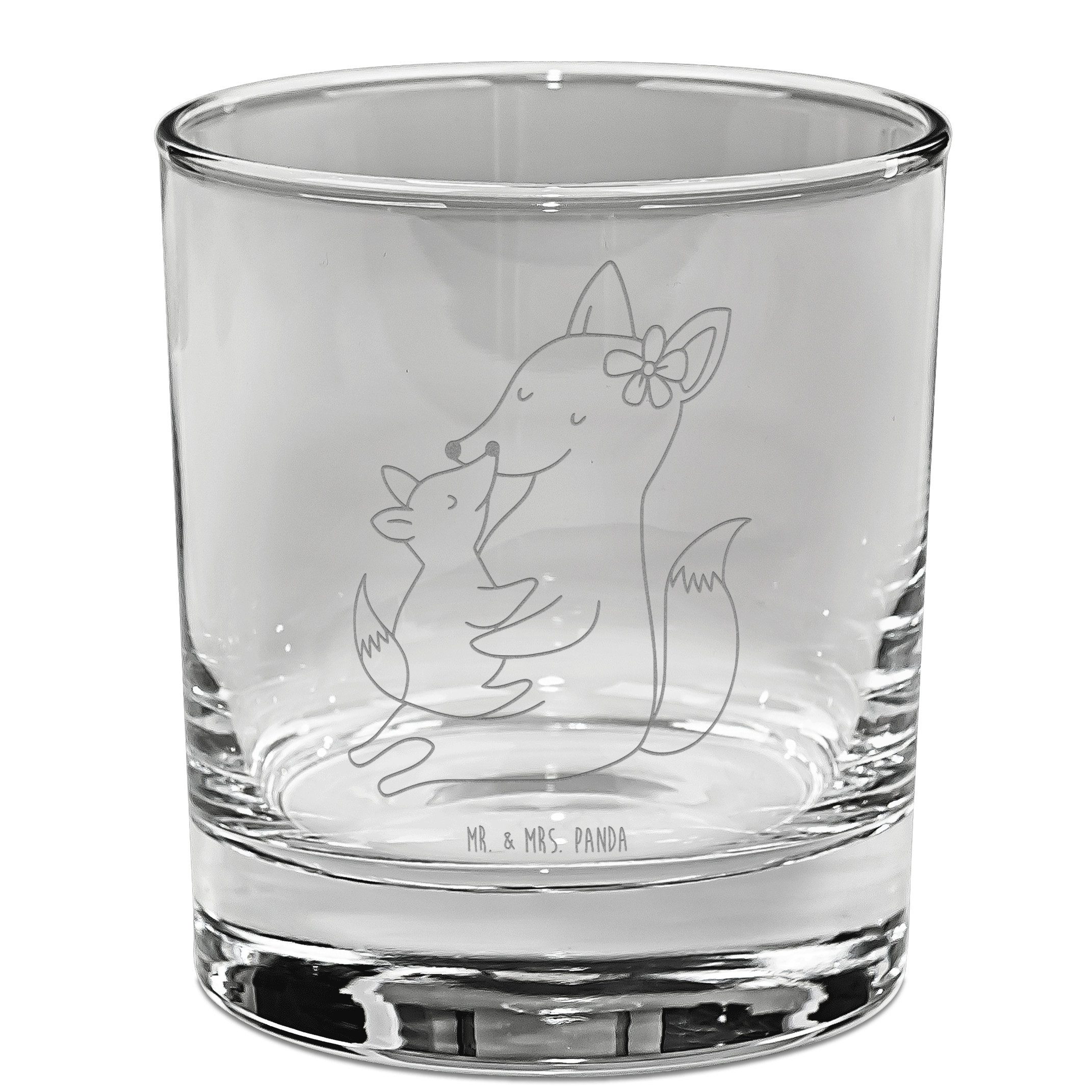 Mr. & Mrs. Panda Whiskyglas Fuchs Mama, Tumbler, Transparent, Mama, Whisky Tumbler, Geschenk, Sch, Premium Glas, Fuchs Schoß Whisky Tumbler