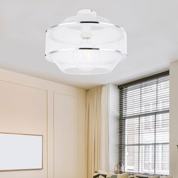 Globo Deckenleuchte, Leuchtmittel nicht inklusive, Deckenleuchte Deckenlampe Wohnzimmerlampe Metallgeflecht weiß 27,5 cm