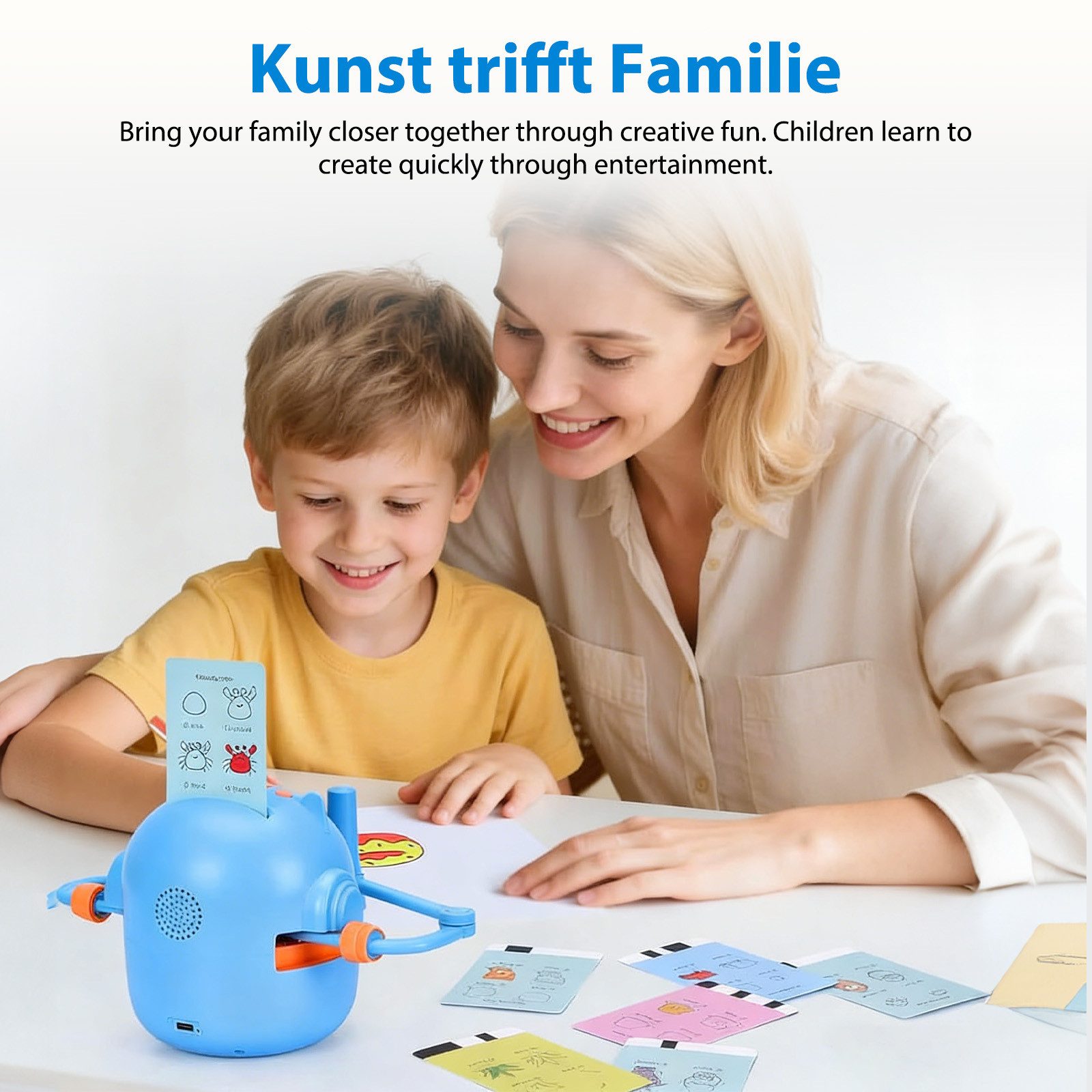 AKKEE Lernspielzeug Malroboter für Kinder, Zeichenroboter Kinder mit Stift & 100 Karten, Drawing Robot für ab 3 4 5 6 7 8 Jahre – Bild 5 von 5