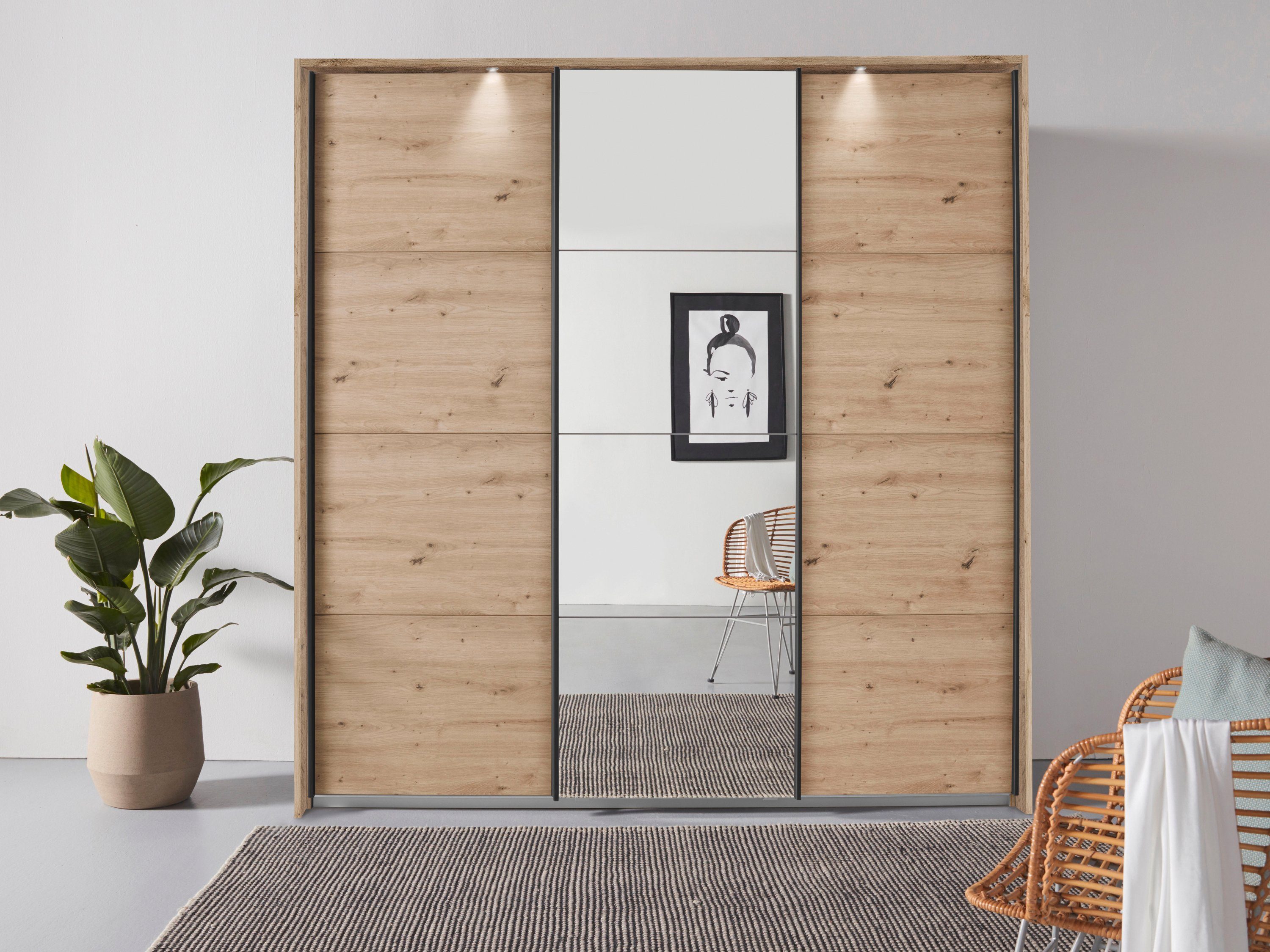 OTTO home Kleiderschrank Mehrzweckschrank Aktenschrank Möbel Mietswohnung Schlafzimmer OTELI (Breiten 211/278/323/368 cm Höhen 214/233 cm) inkl. Passepartout optional mit Beleuchtung MADE IN GERMANY