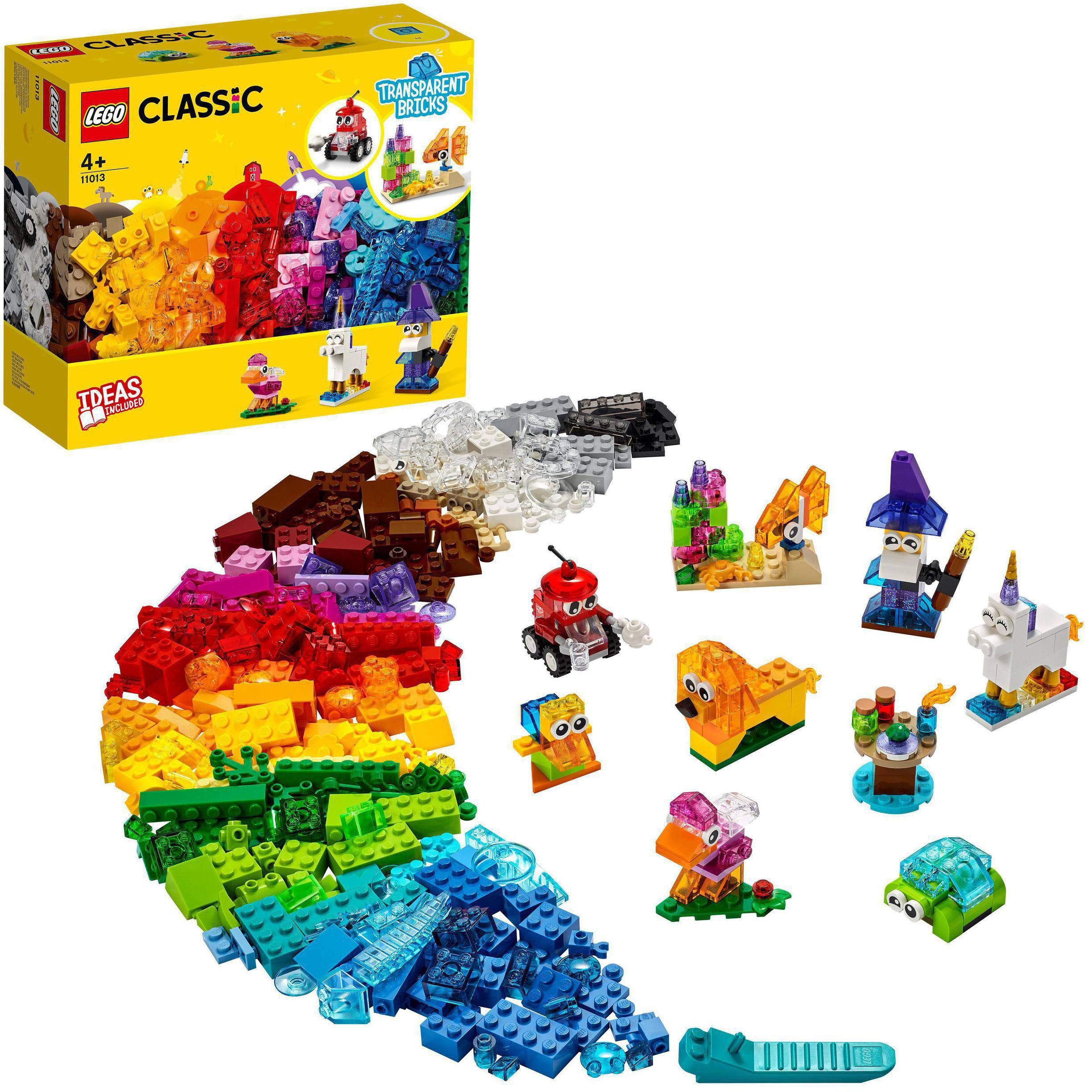 LEGO® Konstruktionsspielsteine Kreativ-Bauset mit durchsichtigen Steinen (11013), LEGO® Classic, (500 St), Made in Europe