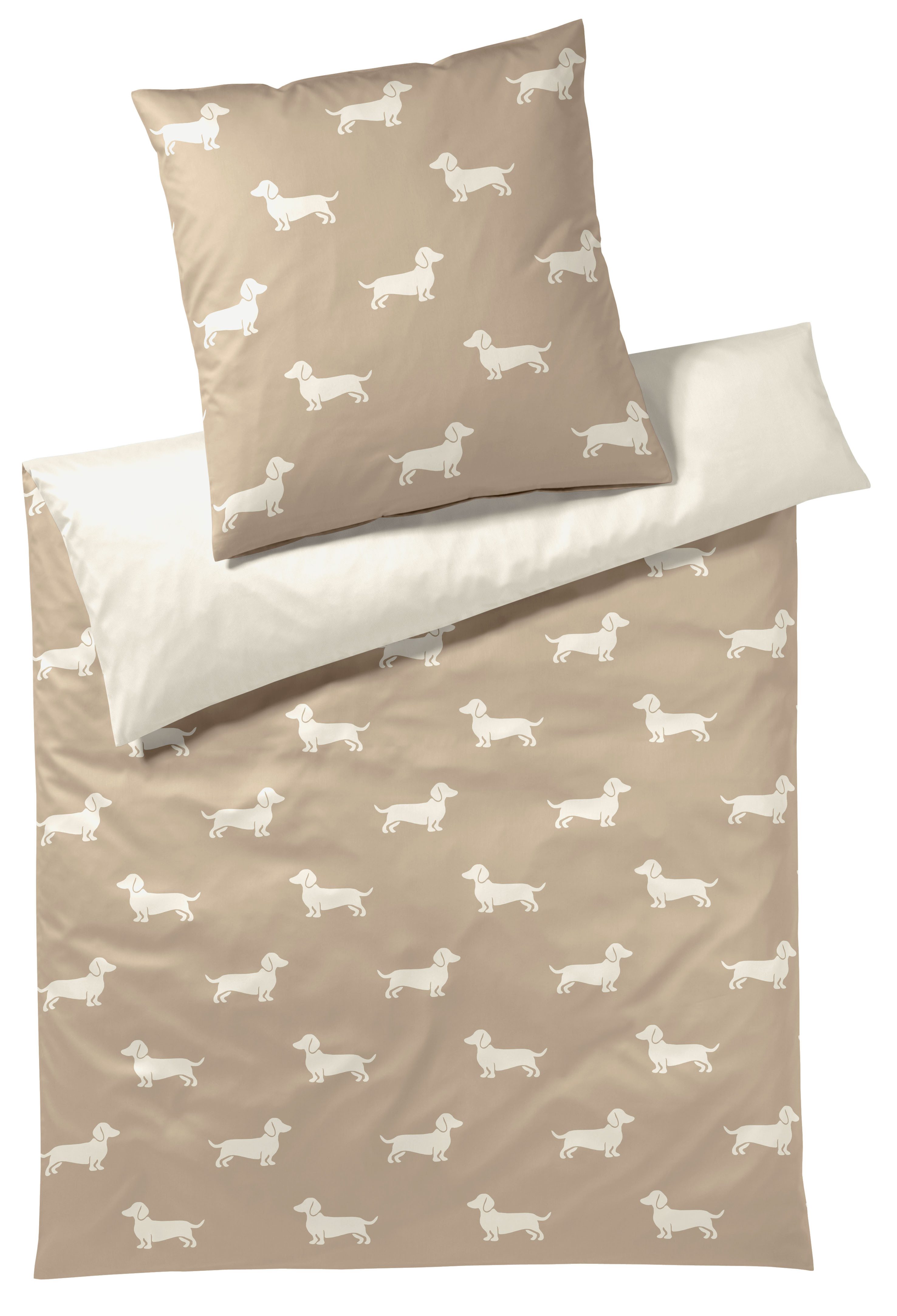 Elegante Bettwäsche Dogs, Mako-Satin, 2 teilig, angenehmes Hautgefühl