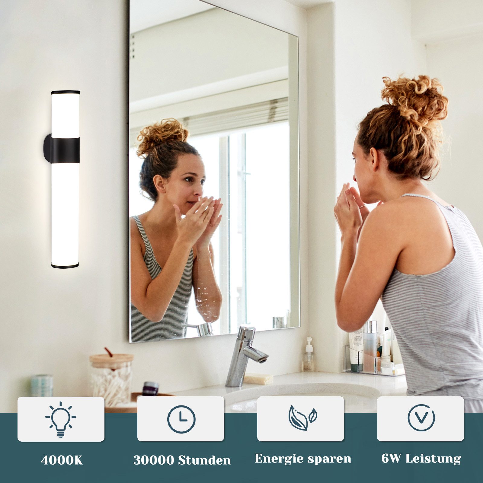 Nettlife LED Spiegelleuchte Badezimmer Klemmbar 35CM günstig online kaufen