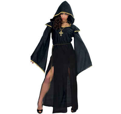 Fiestas Guirca Nonnen-Kostüm Schwarze Priesterin für Damen - Halloween Verkleidung